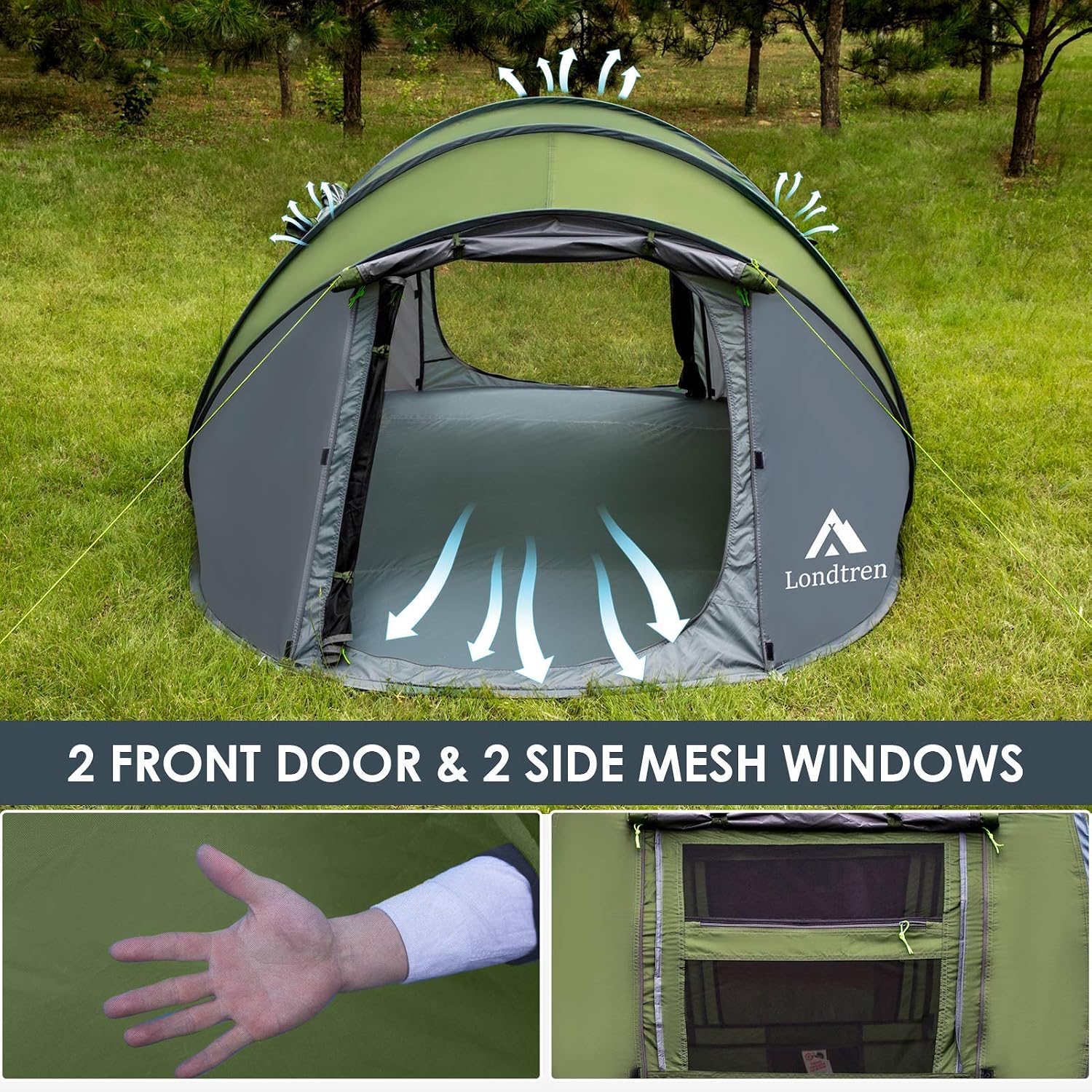 Detalle 2 de Londtren GETIEN-Y-0307-41 Pop-Up Tent, 4-Person, 2 Doors