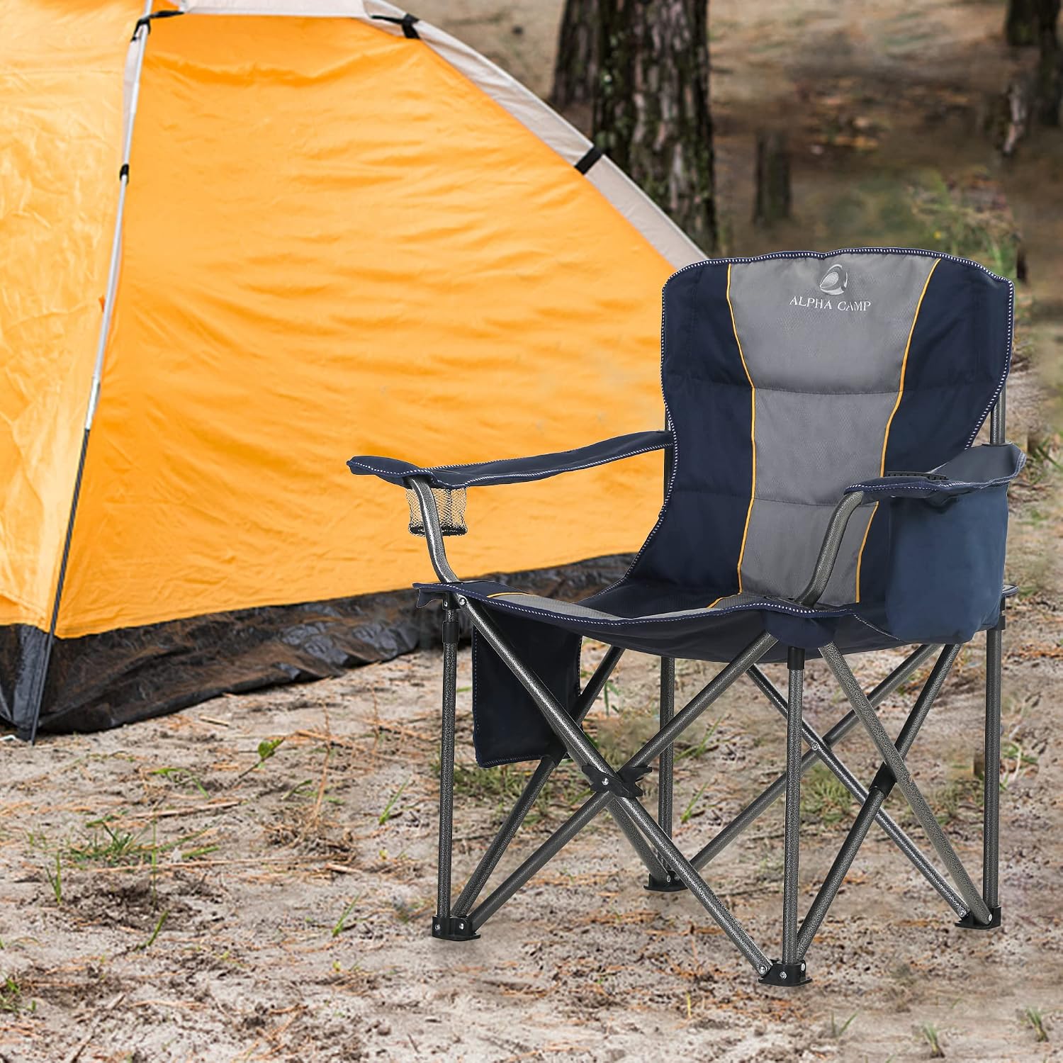 Thumbnail 1 de LET’S CAMP Folding Oversized Camping Chair with Cooler Bag & Cup Holder (supports up to 200 KG)