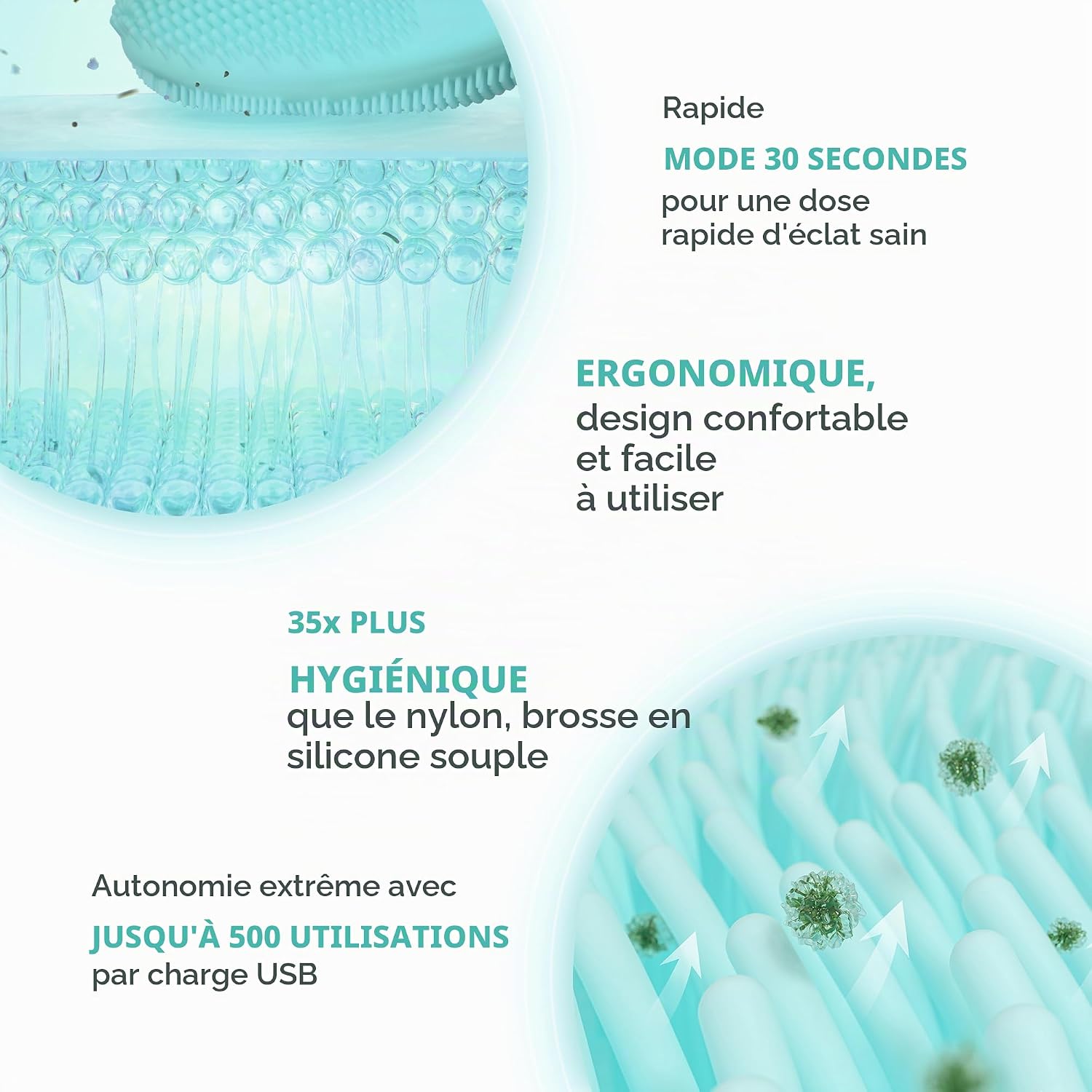Detalle de FOREO LUNA 4 mini : brosse nettoyante et massante visage en Arctic Blue