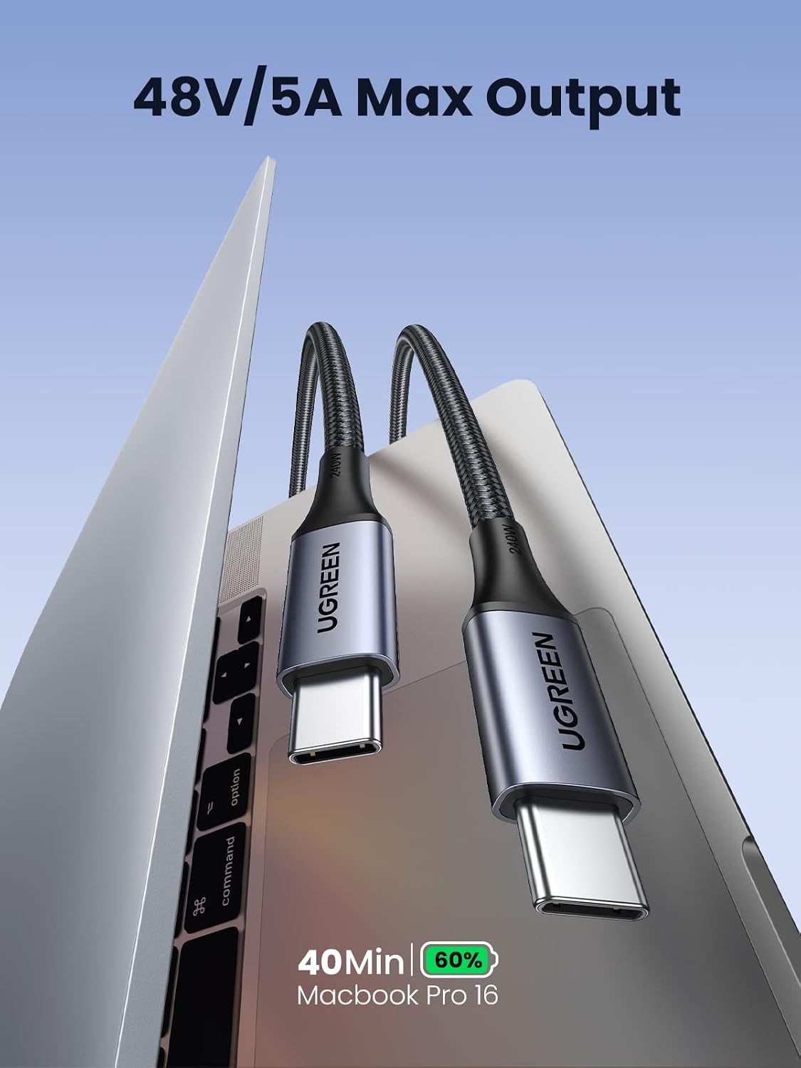 Detalle de UGREEN 240W USB C Charger Cable PD 3.1 USB C to USB C Lead