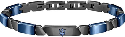 Detalle de Maserati Bracelet Homme Jewels en Acier, Céramique bleue et PVD gris – JM221ATZ01