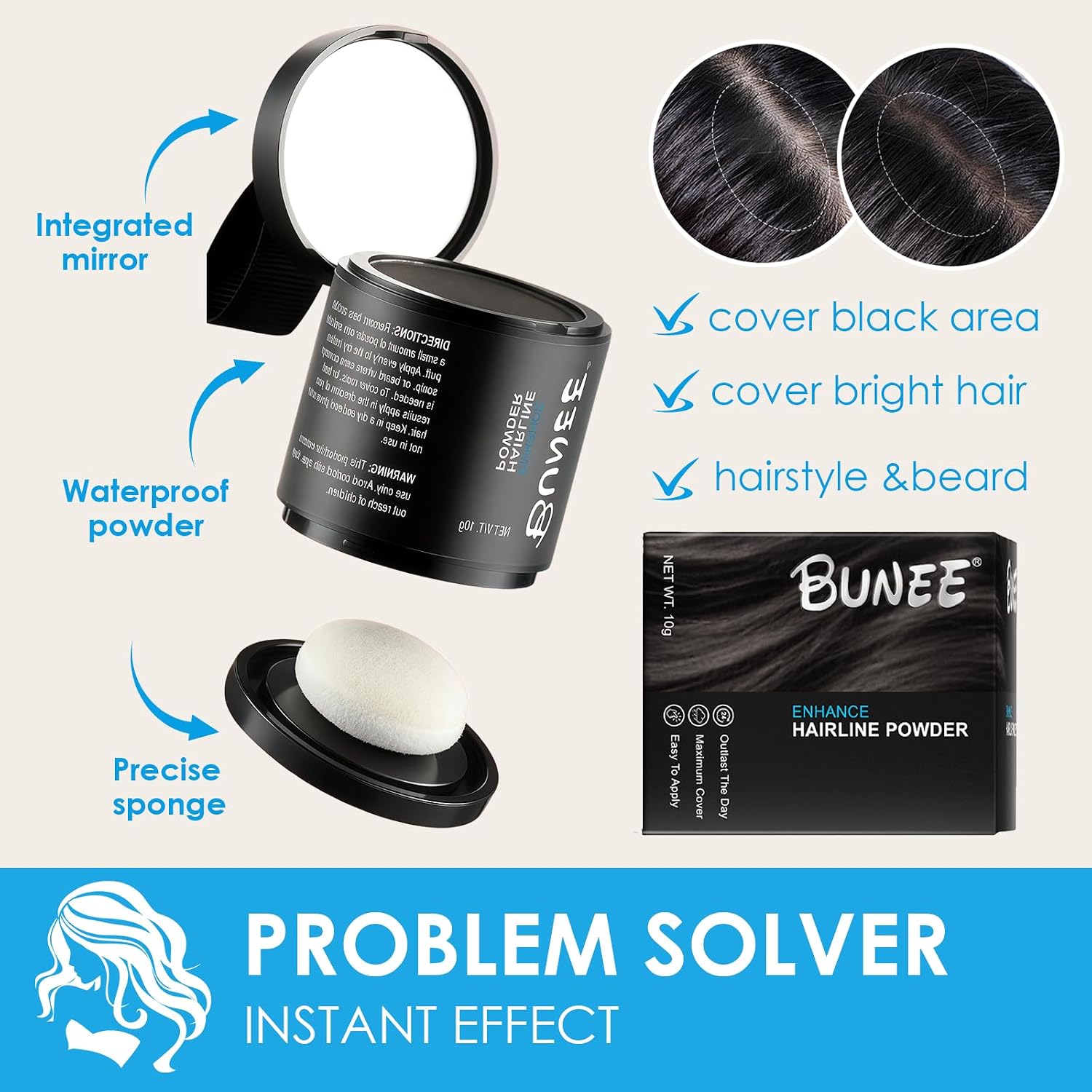 Detalle de 10g Hair Line Powder: Polvere correttore per radice dei capelli, impermeabile, per riempire aree diradate