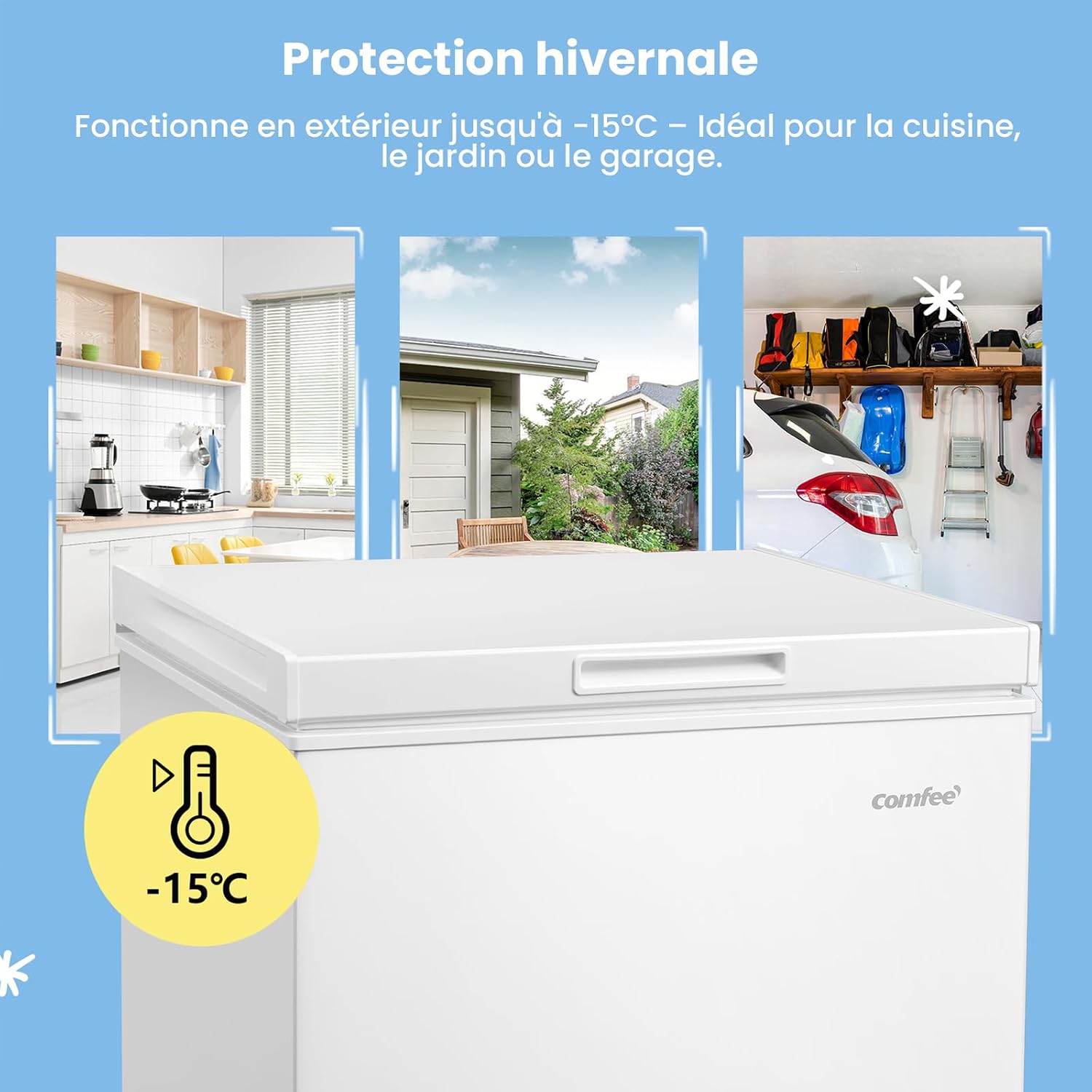 Detalle de COMFEE' RCC146WH2EU(E) Congélateur coffre autonome 143 L, blanc