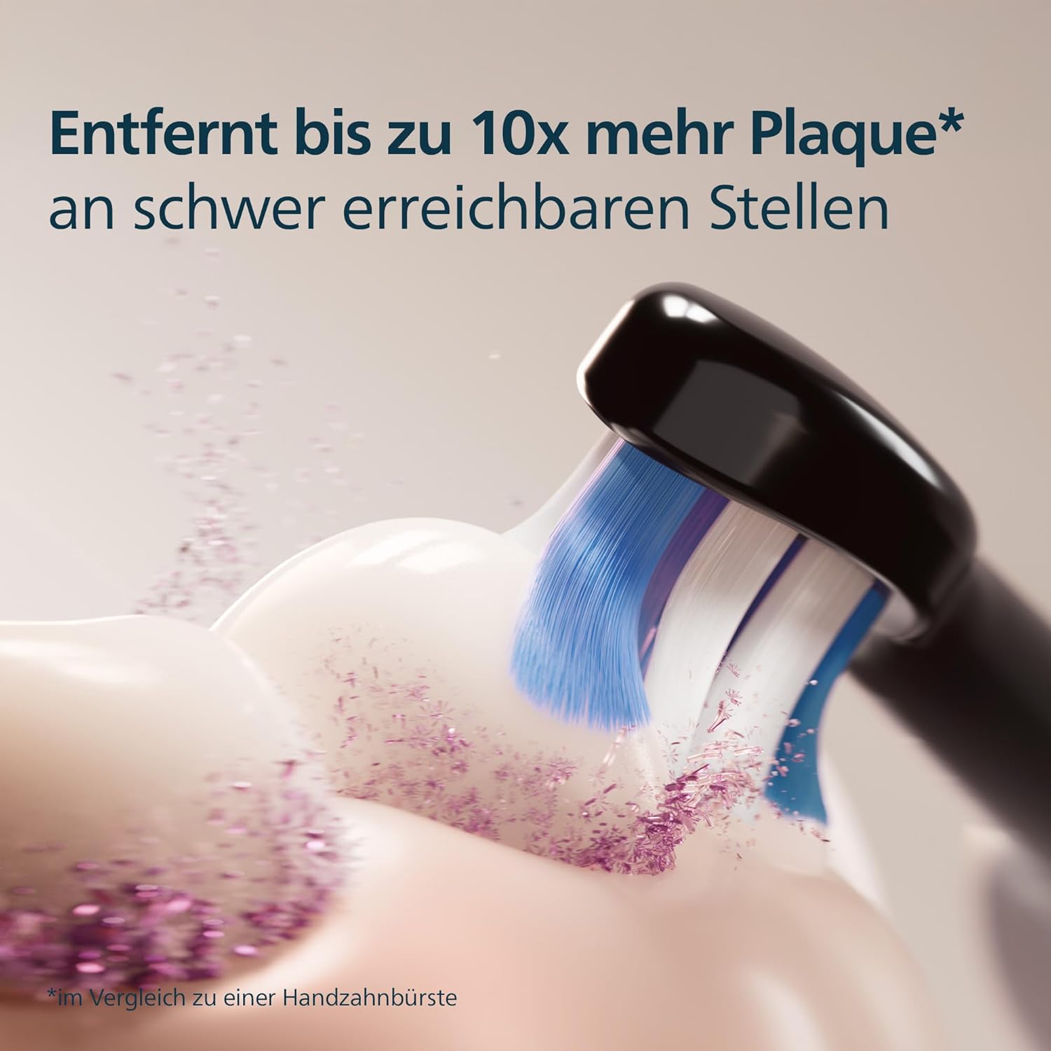 Detalle de Philips Sonicare S2 Sensitive Ersatzbürstenköpfe 4er-Pack (HX6054/88) – sanfte Tiefenreinigung für empfindliche Zähne