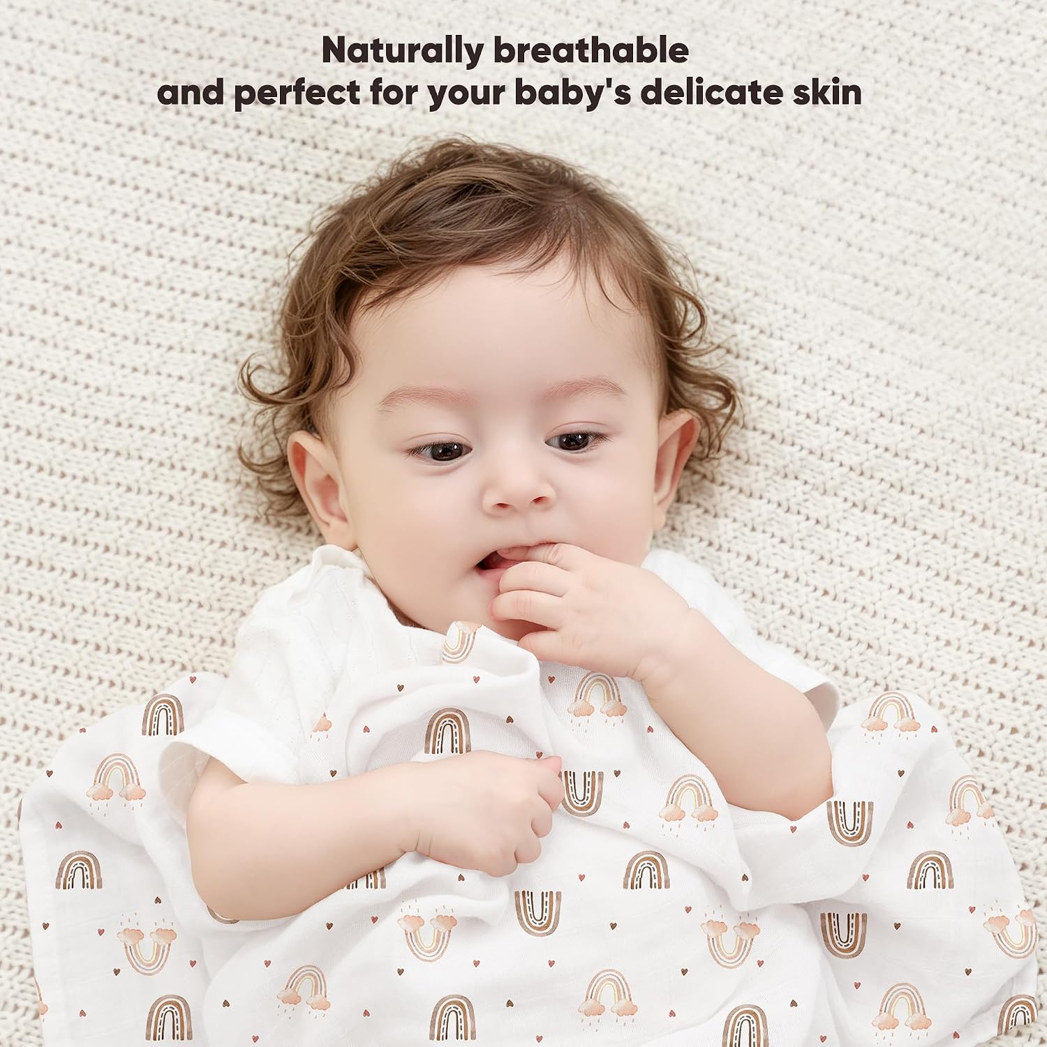Thumbnail 1 de bearmoss Muslin Squares Cloths – Breathable 60x60cm Baby Burp Cloths, 5-Pack (Rainbow)