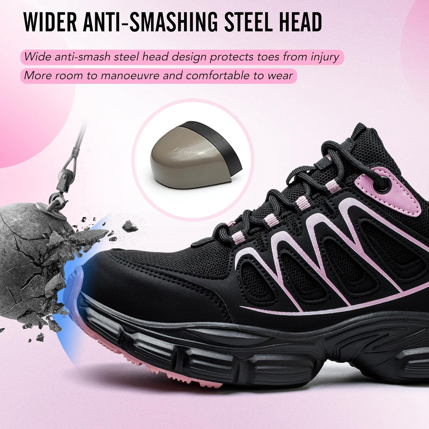 Detalle de Safety Trainers for Women – Steel Toe Cap, Lightweight, Breathable and Puncture-Resistant