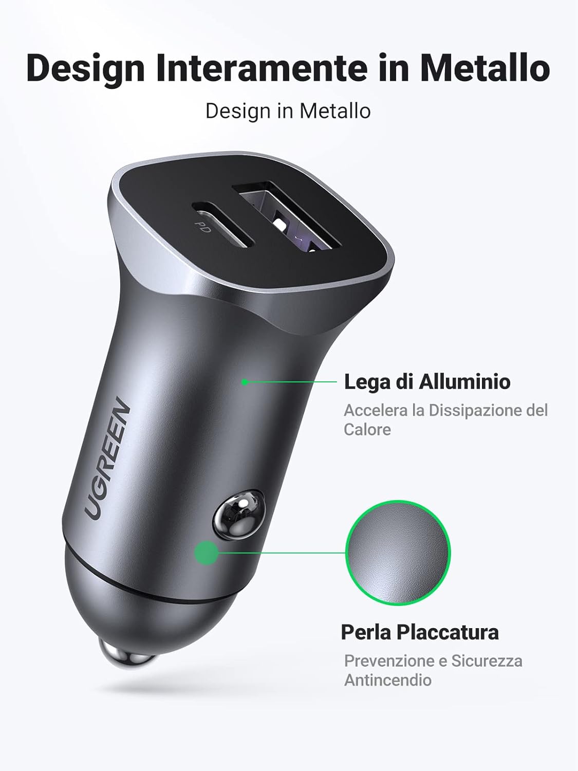Thumbnail 4 de UGREEN Caricabatteria Auto 30W 2 Porte USB A/C
