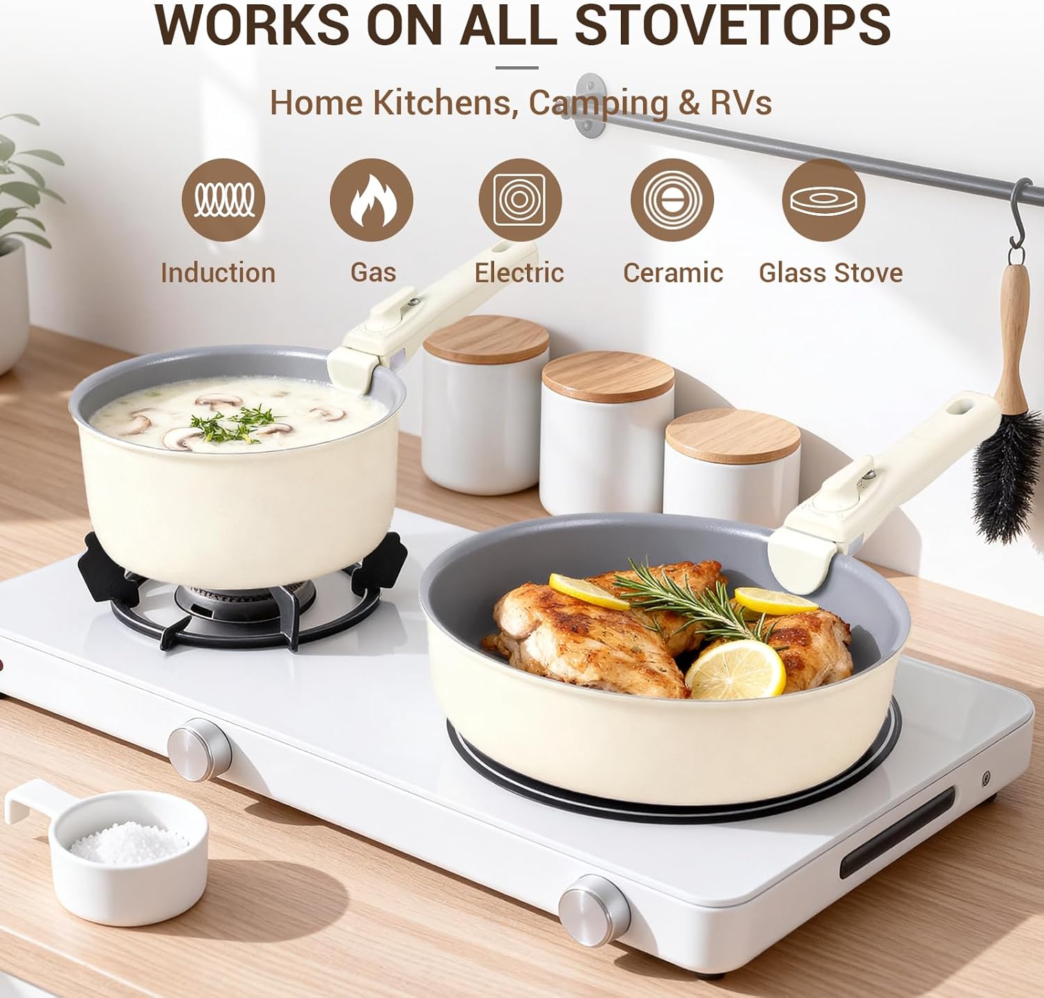 Detalle de Ammeloo Ceramic Cookware Set, 18-Piece