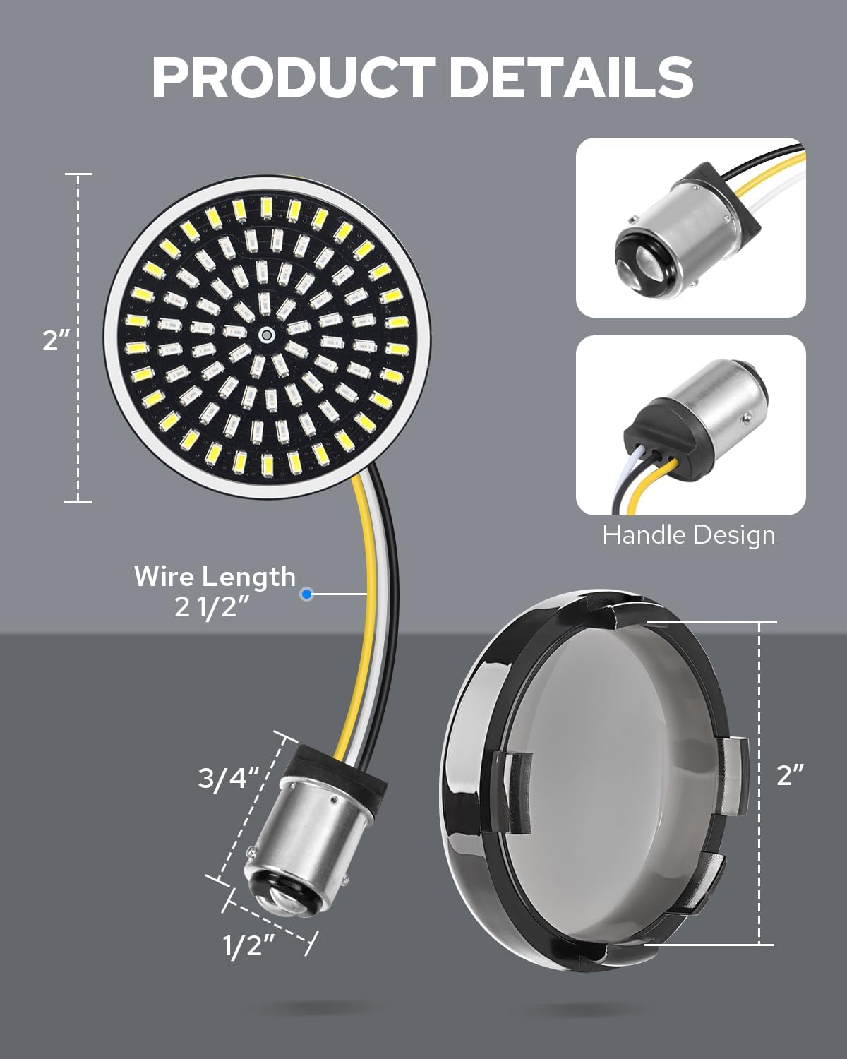 Thumbnail 5 de Benlari 1157 LED Turn Signals Front & Rear Kit for Harley Davidson (81 LED) – 2 Front + 2 Rear, Smoked Lens Covers