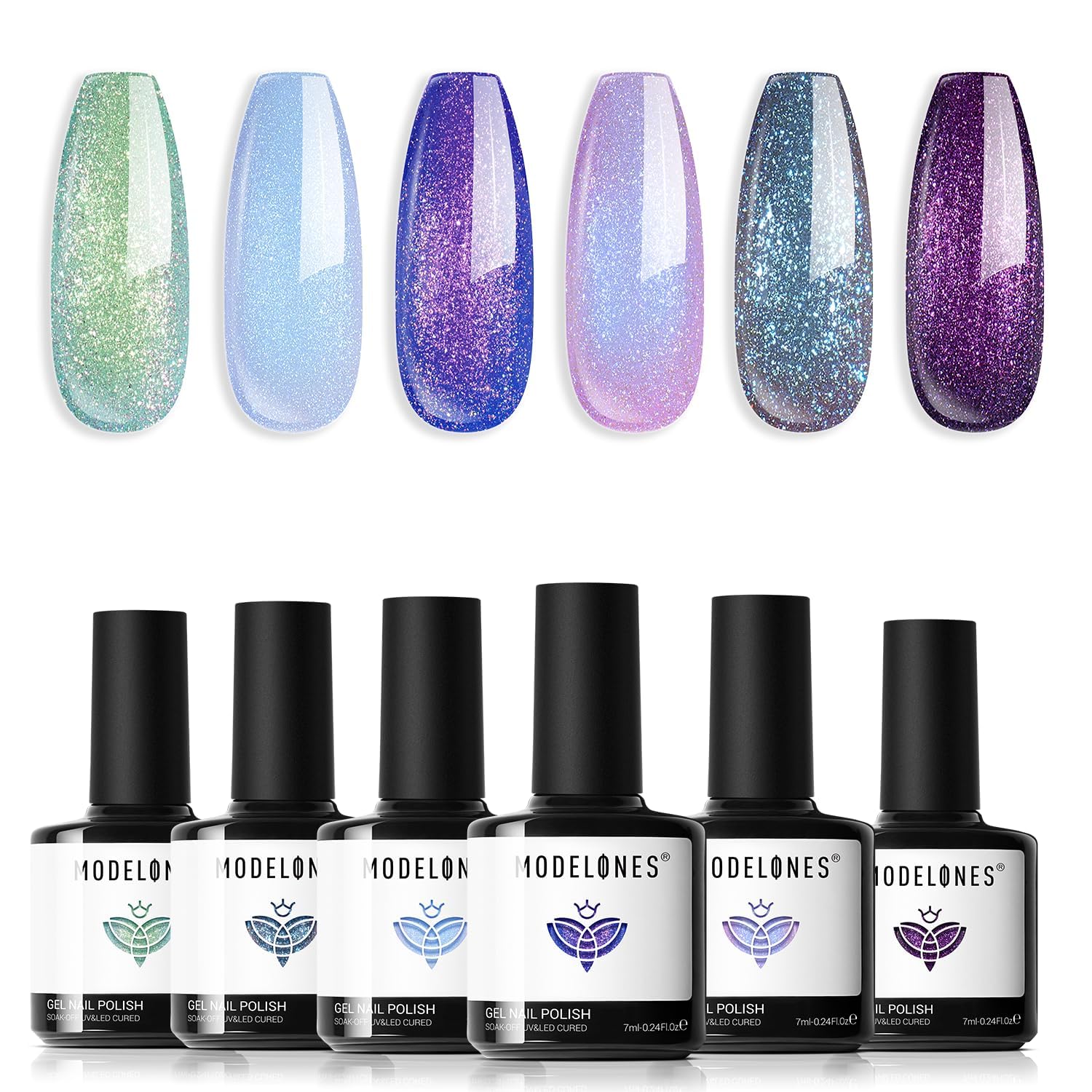 Detalle de modelones Gel Nail Polish Set 6 Colors ๐