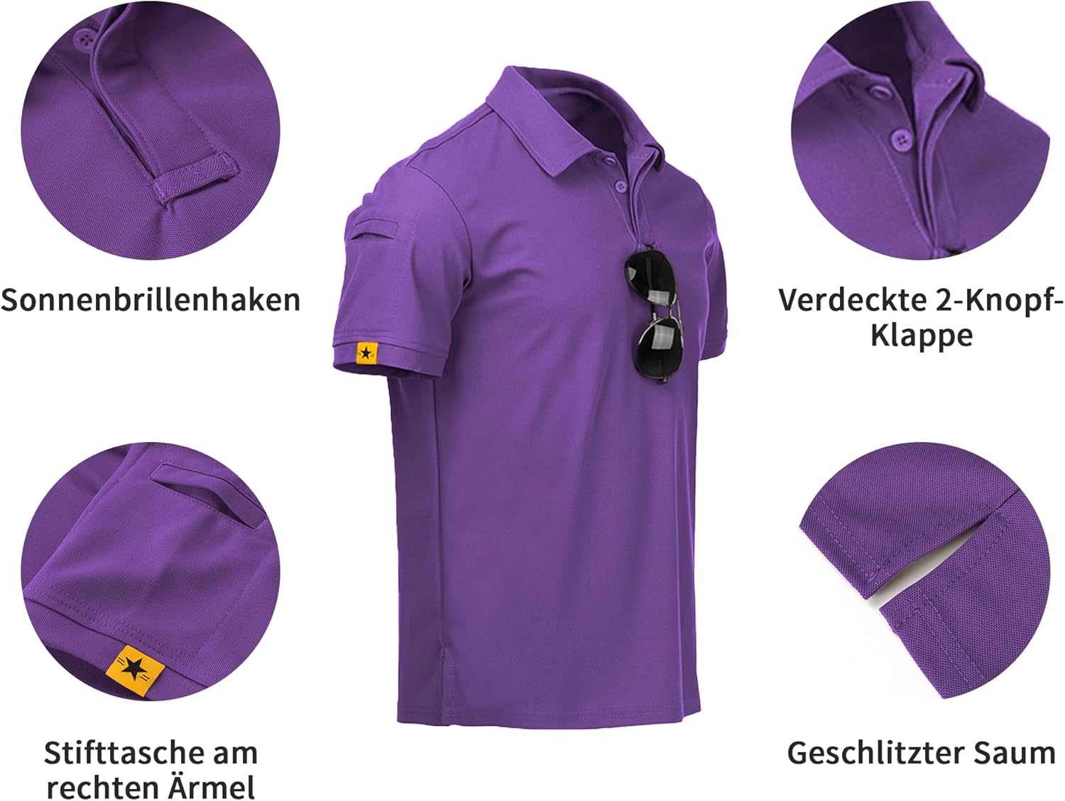 Thumbnail 4 de geeksport Poloshirt Herren Kurzarm – Funktions-Golfpolo aus Polyester, atmungsaktiv und schnell trocknend