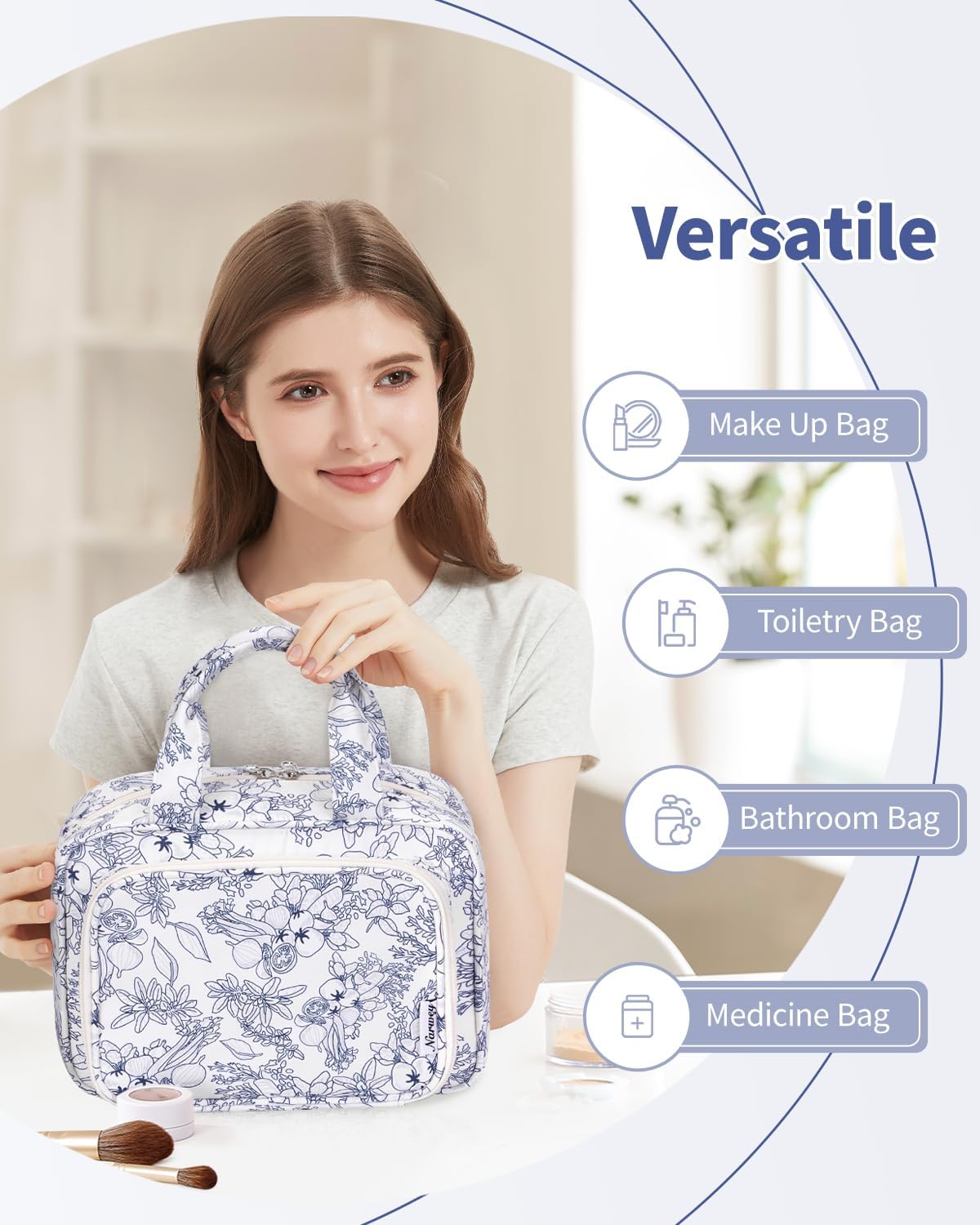 Thumbnail 6 de Narwey Navy Floral Toiletry Bag
