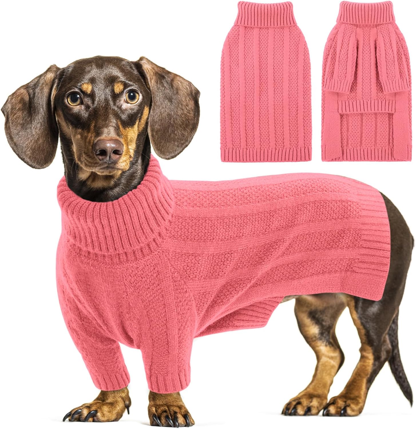 Detalle de Queenmore Dog Jumpers UK knitted turtleneck puppy jumper (Pink, S)