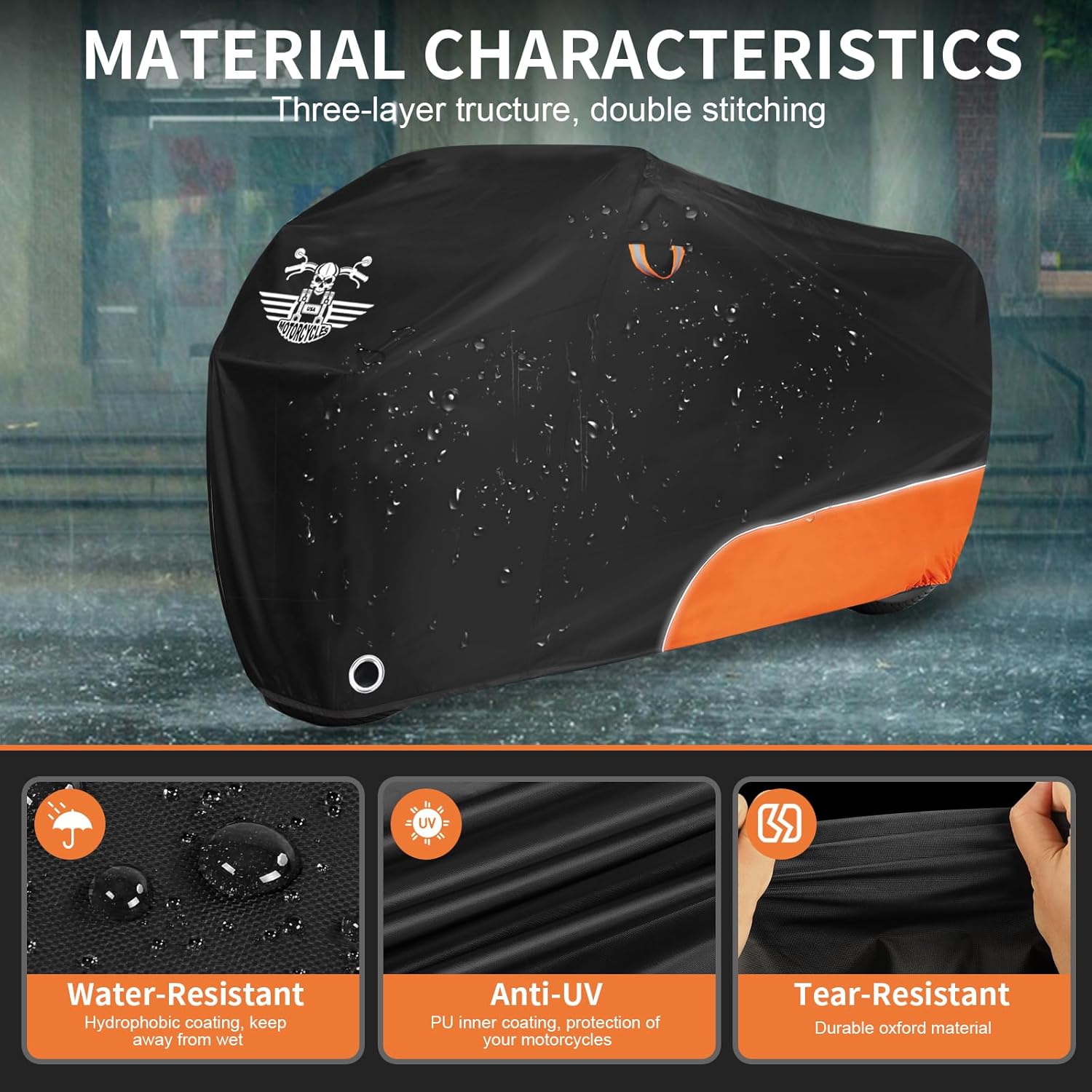 Thumbnail 3 de ROWYEET Motorcycle Cover Waterproof All Season