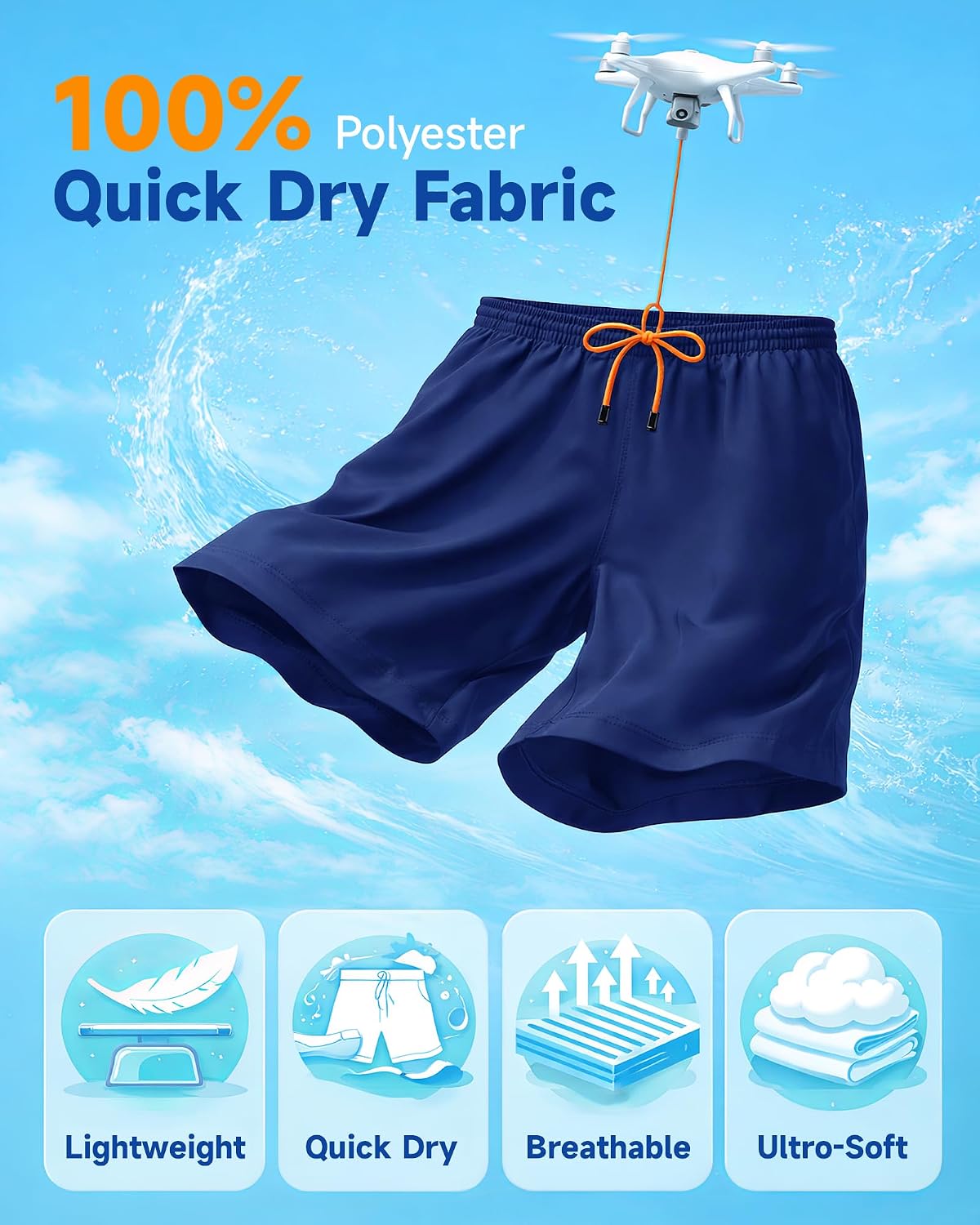 Thumbnail 2 de SIHOHAN Mens Long Swimming Shorts with Quick Dry Fabric and Mesh Lining