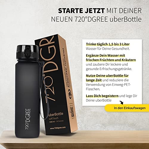 Detalle de 720°DGREE Trinkflasche 1 l Sport “uberBottle“ softTouch +Sieb – BPA-frei, Tritan, auslaufsicher