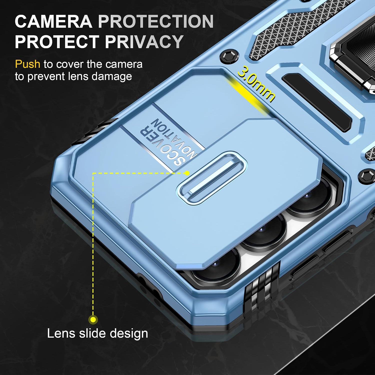Detalle de Ezanmull Galaxy S26 FE Case with Sliding Camera Cover and Ring Stand