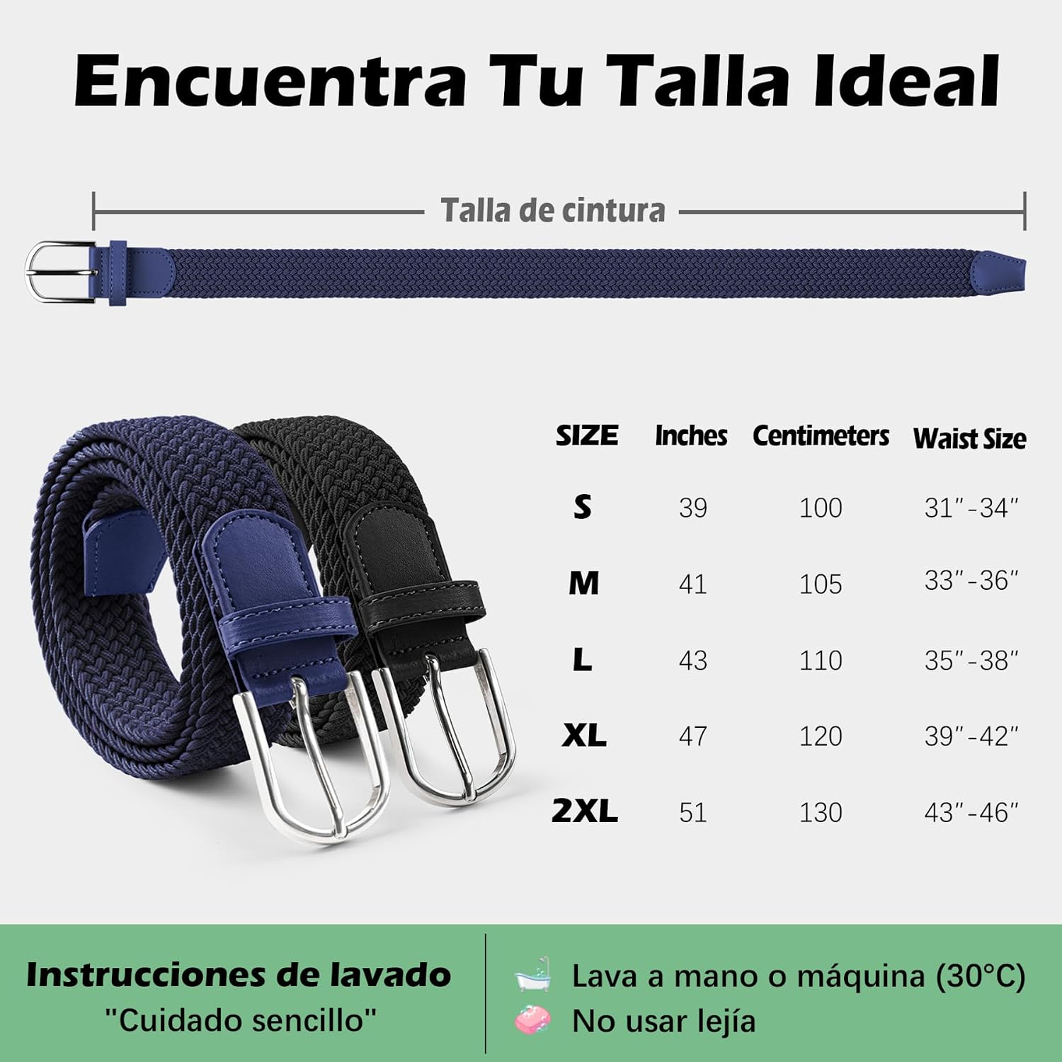 Thumbnail 6 de TANGCHAO Pack 2 cinturones elásticos sin agujeros