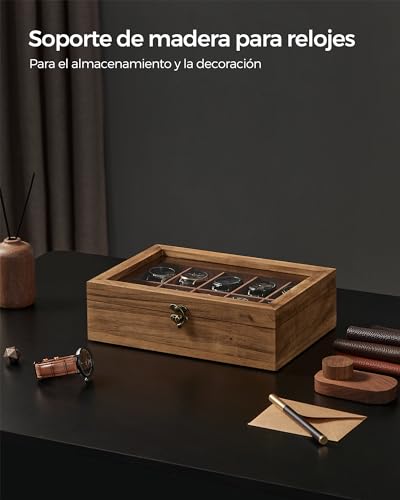 Thumbnail 4 de SONGMICS Caja para Relojes de Madera Maciza, 10 Compartimentos