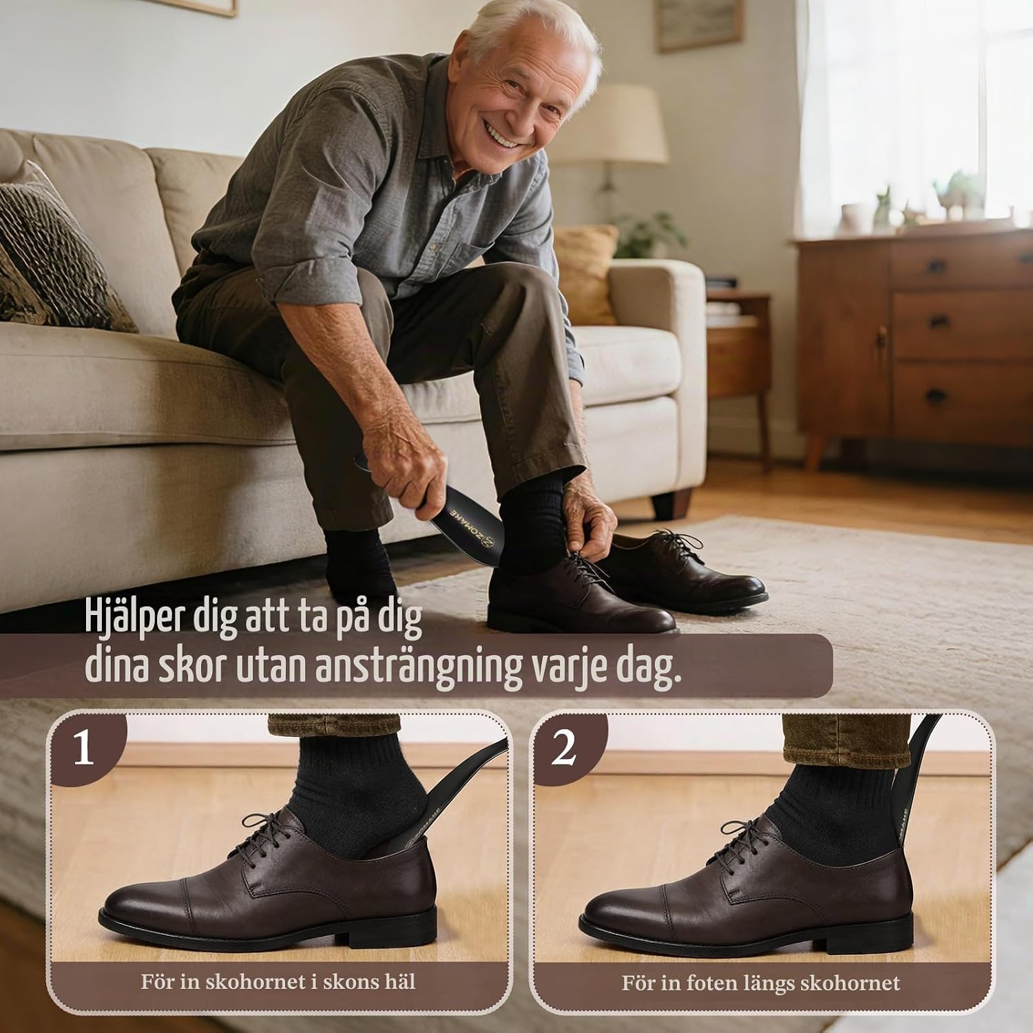 Thumbnail 6 de ZOMAKE skohorn i rostfritt stål, 19 cm, svart och kompakt