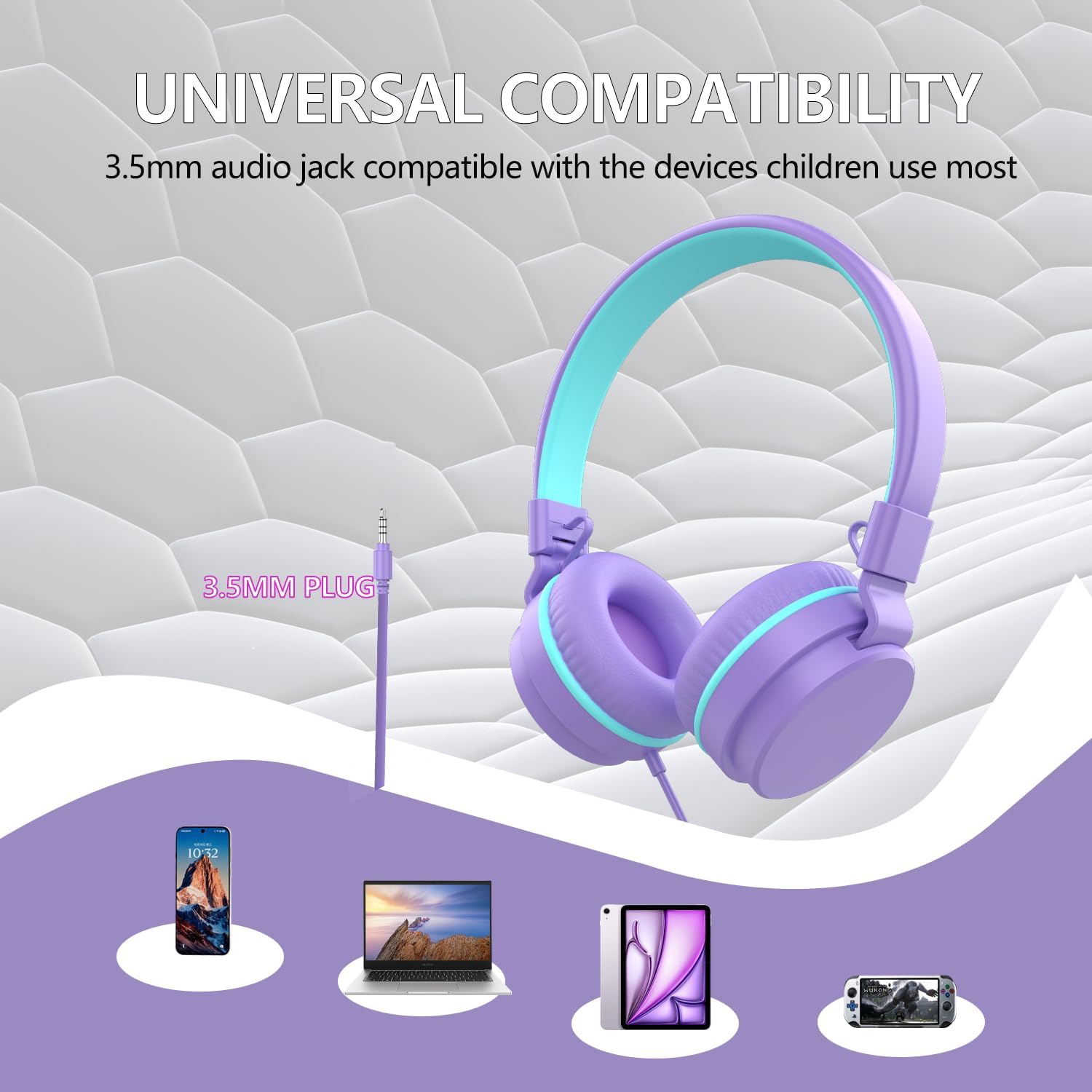 Thumbnail 6 de Kids Headphones Wired: Safe,Foldable On-Ear Headphones for School and Travel
