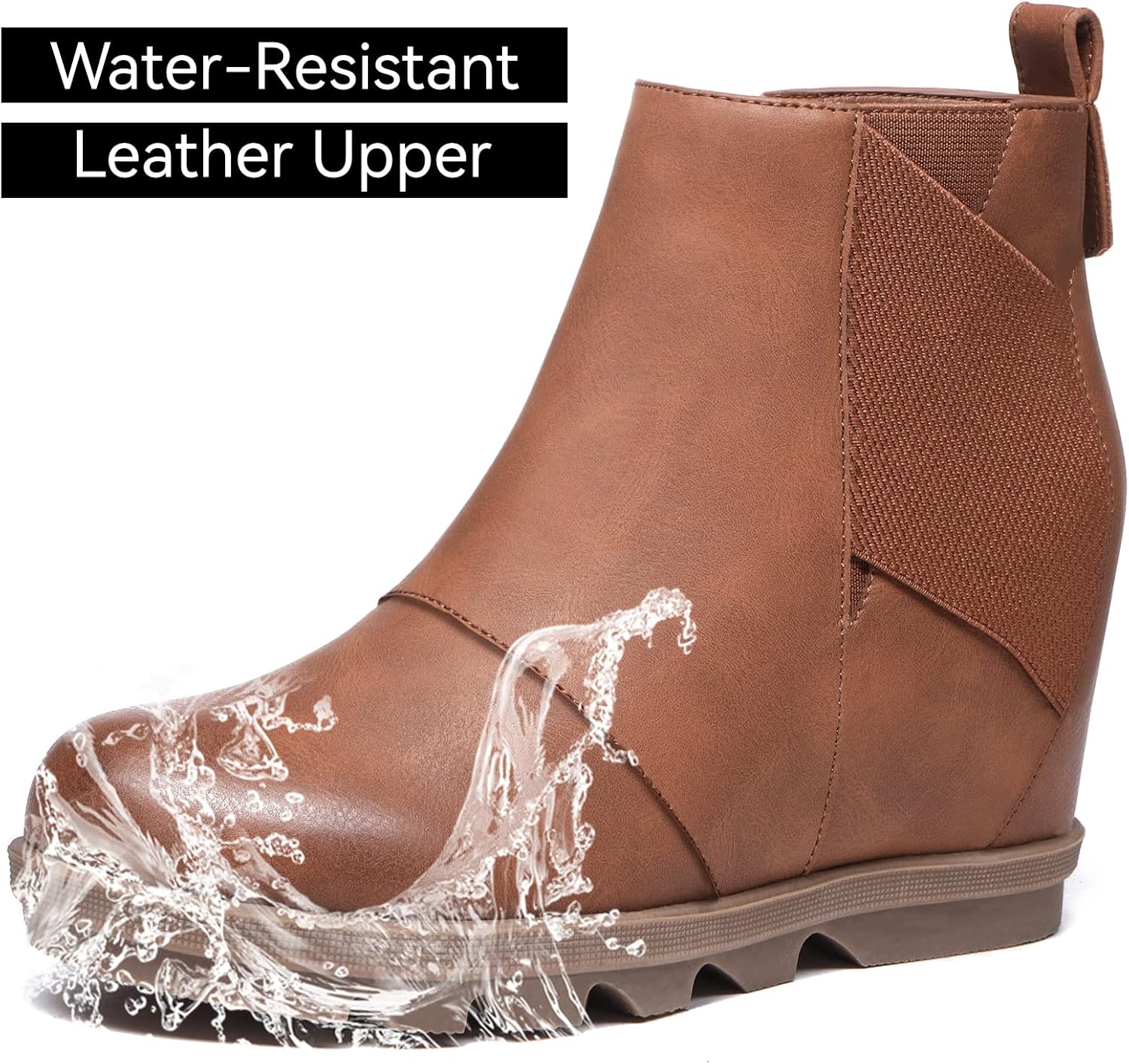 Detalle 2 de Athlefit Women's Artificial Leather Wedge Booties