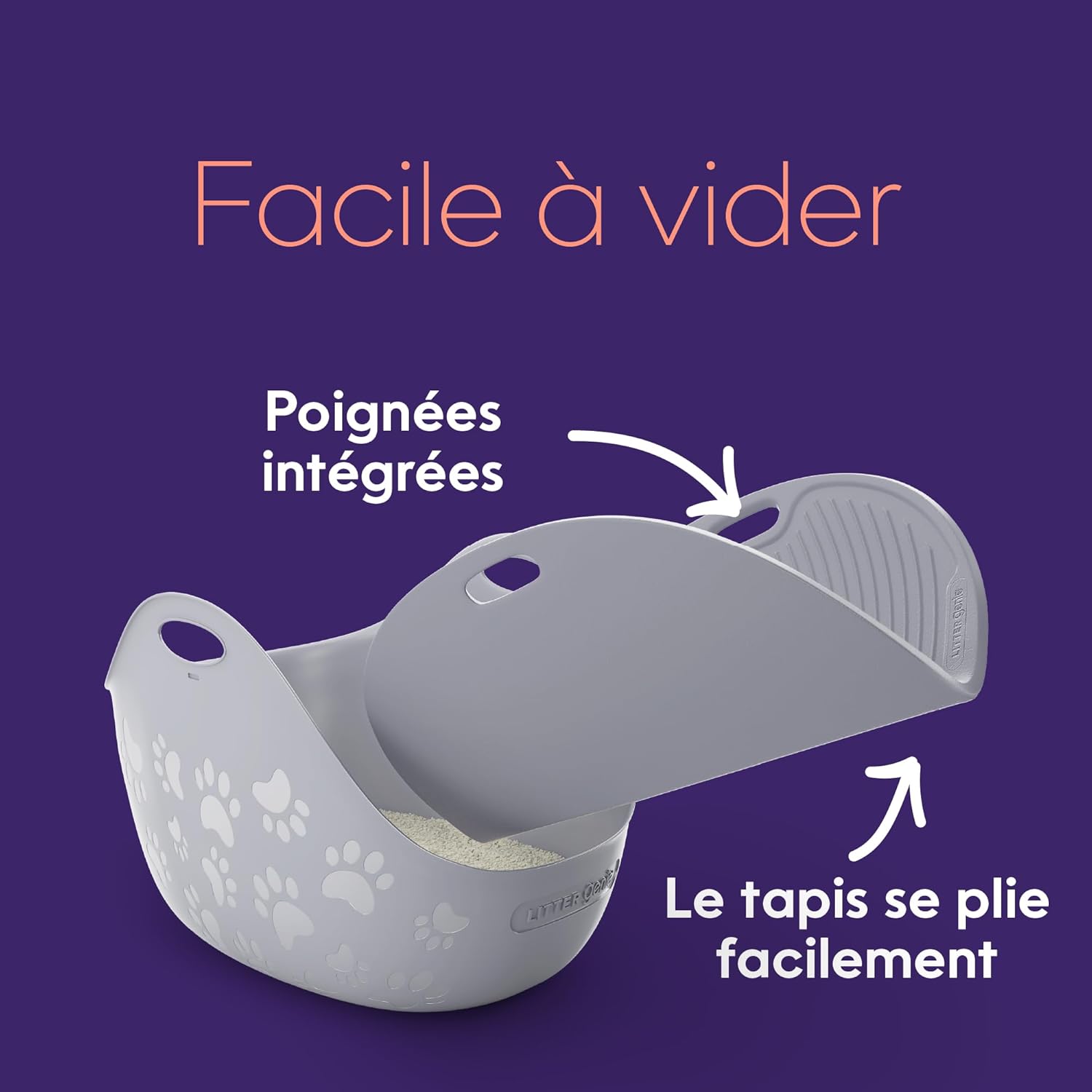 Detalle de Tapis à litière Litter Genie pour bac à litière : pratique pour limiter les grains autour