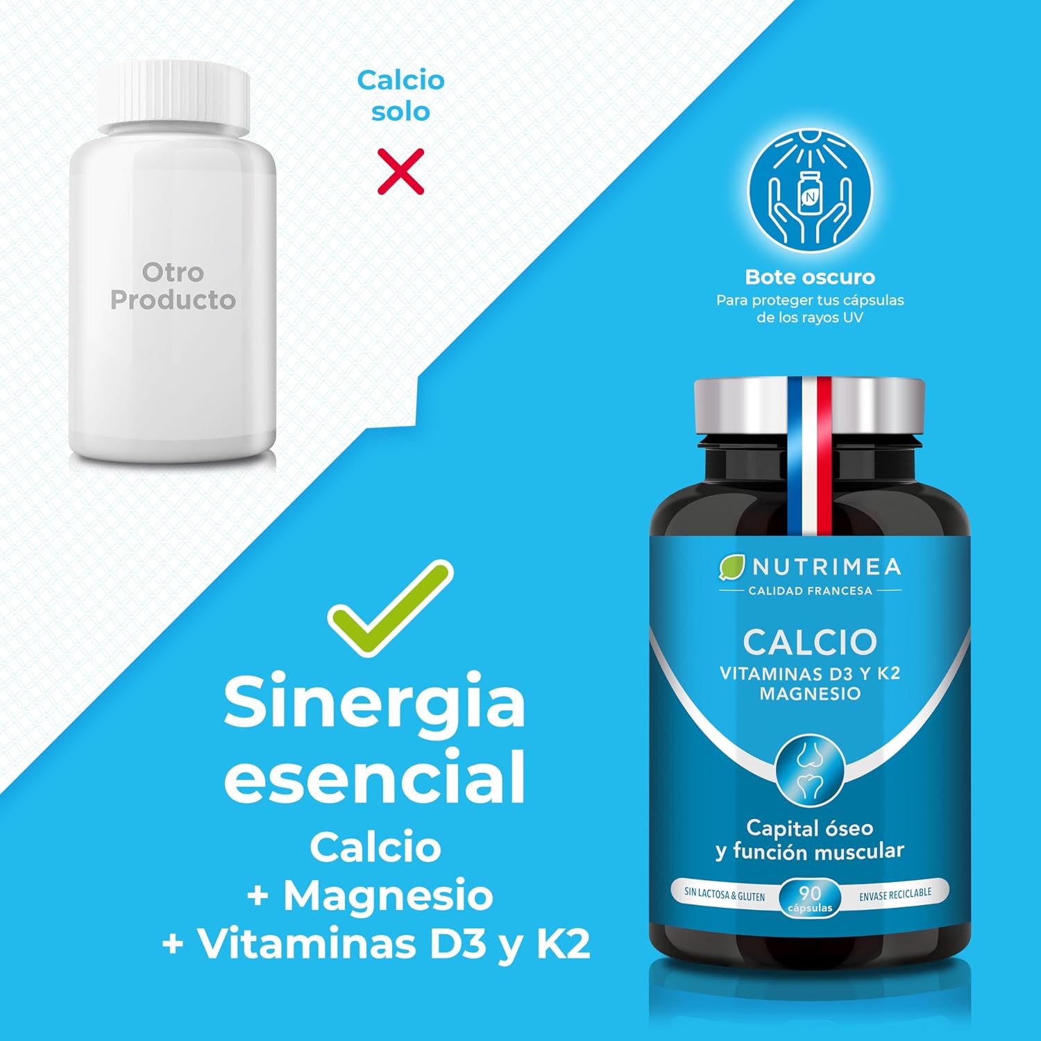 Detalle de Calcio Magnesio Vitamina D3 K2 90 cápsulas
