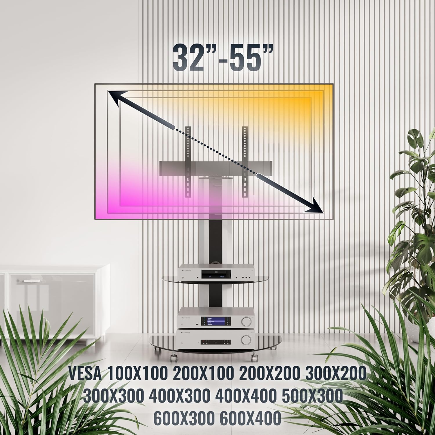 Thumbnail 5 de RICOO FS0502 supporto TV da pavimento orientabile per TV 30-65" (VESA 300x200–600x400)