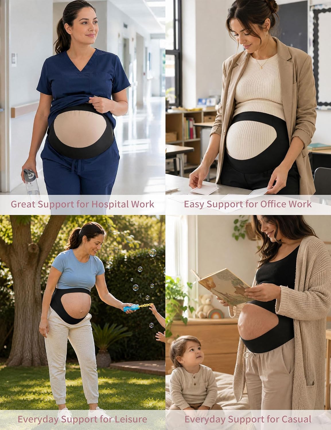 Detalle 2 de Mama Land EasySupport One-Piece Pregnancy Belly Band, Adjustable, Breathable, Black XL