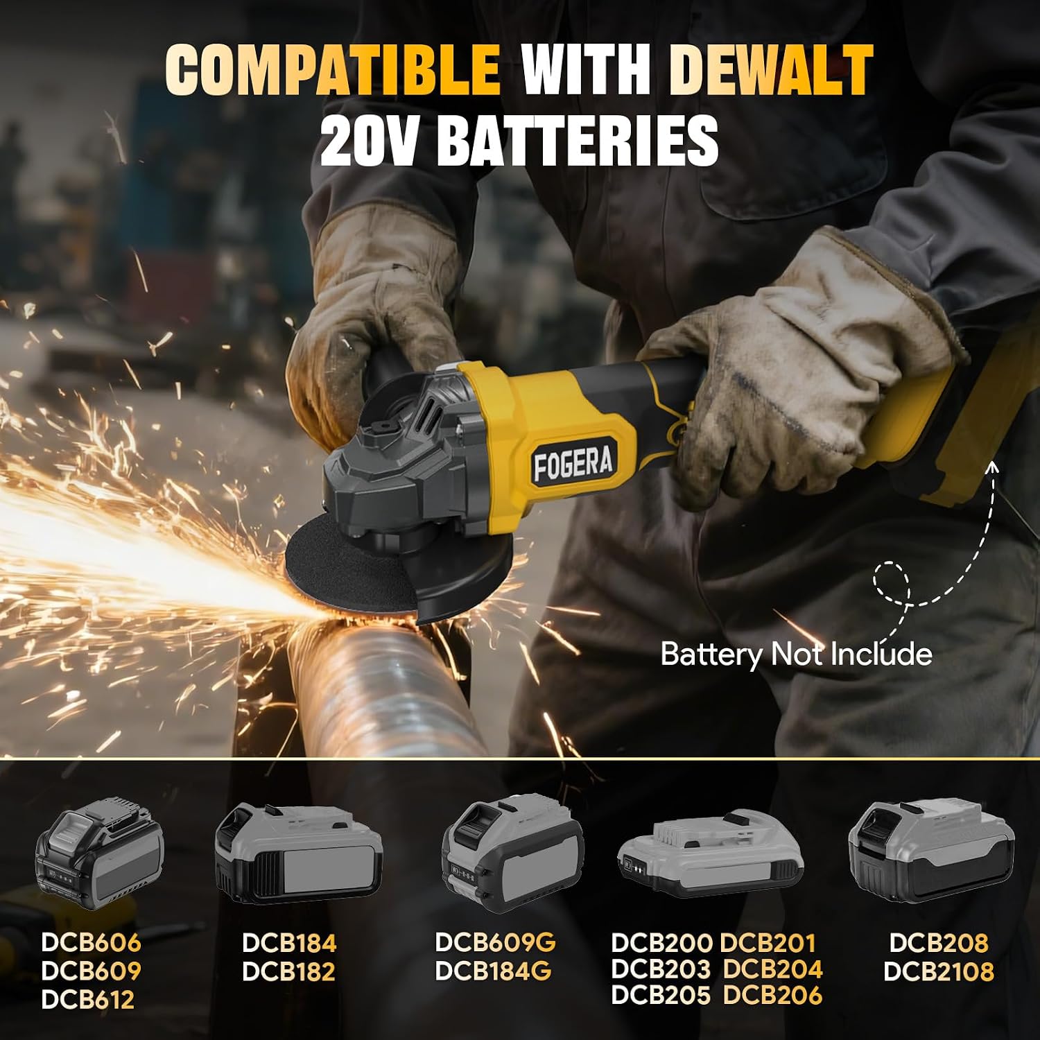Detalle de Fogera ML-A005 Cordless Angle Grinder, 4-1/2-Inch, 3-Speed Brushless