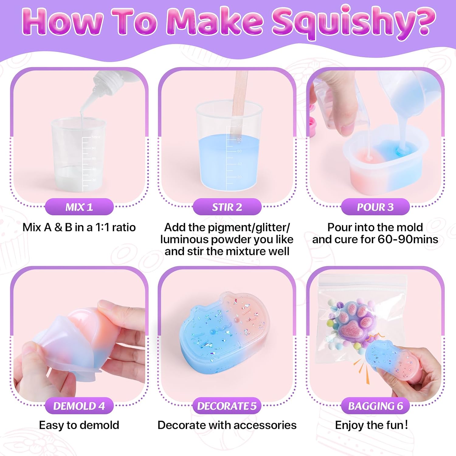 Thumbnail 2 de Highttoy Liquid Silicone Squishy Making Kit (480g) with Glow-in-the-Dark Moulds & Decorations