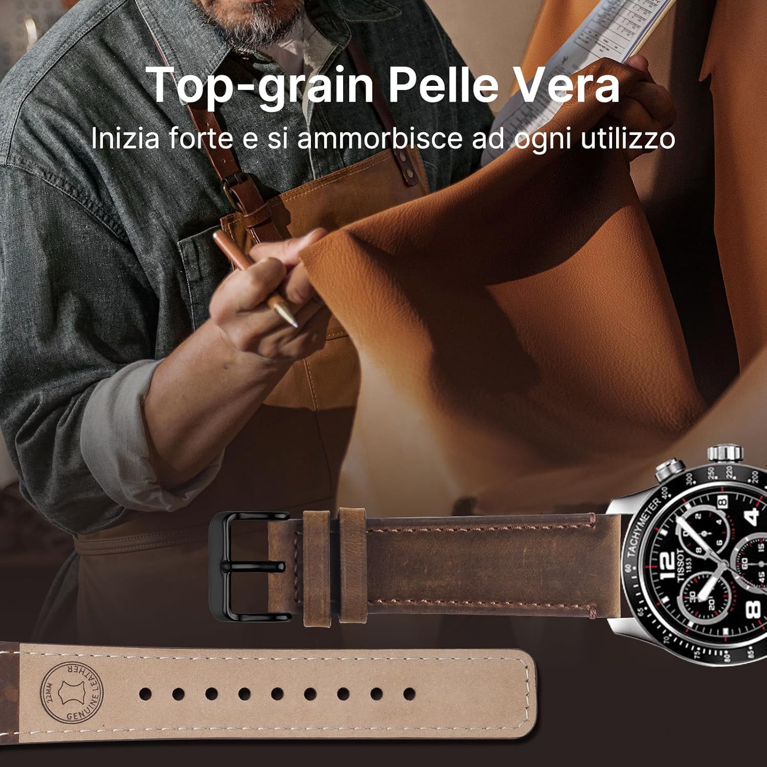 Thumbnail 2 de Fullmosa Vera Pelle cinturino 20 mm con sgancio rapido per smartwatch Samsung Galaxy Watch 7/6/5/4 (2 pezzi) Caffè&Nero