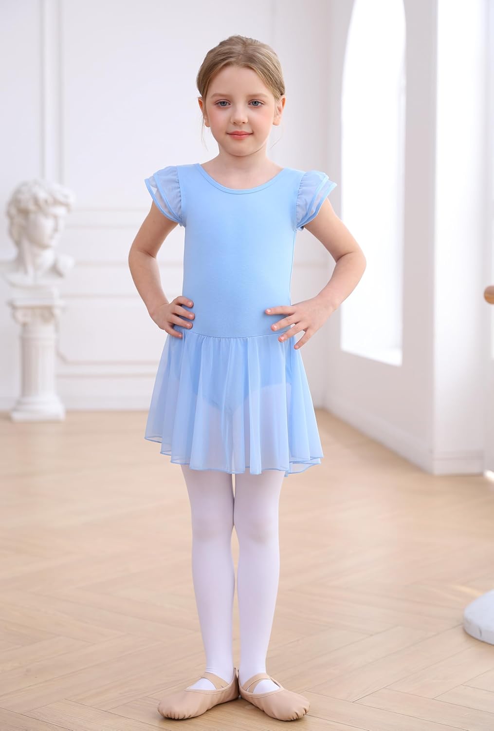 Detalle 2 de MdnMd Girls' Ballet Leotard, Cotton-Lycra Blend