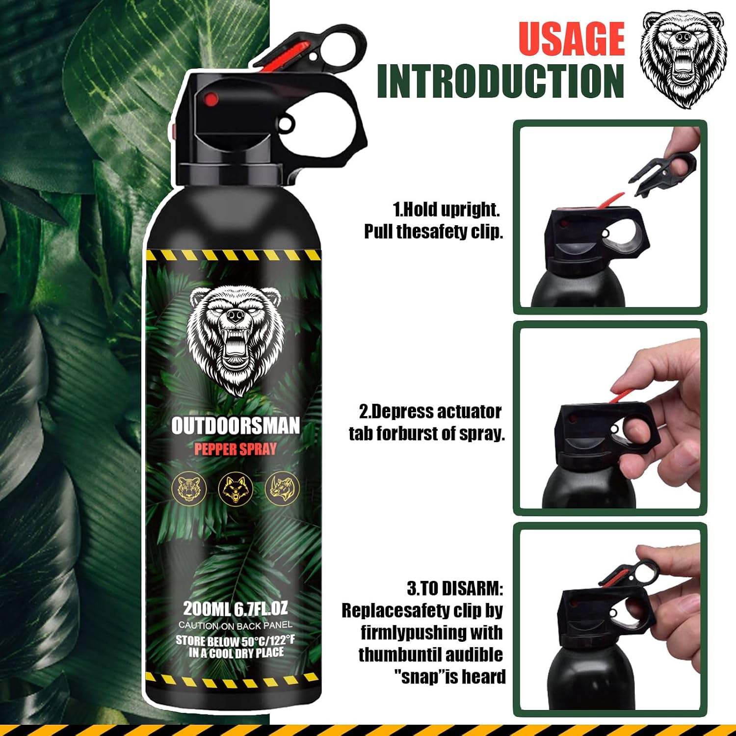 Detalle de POPFRO 6.7 oz Pepper Spray with Quick-Release Carry Clip