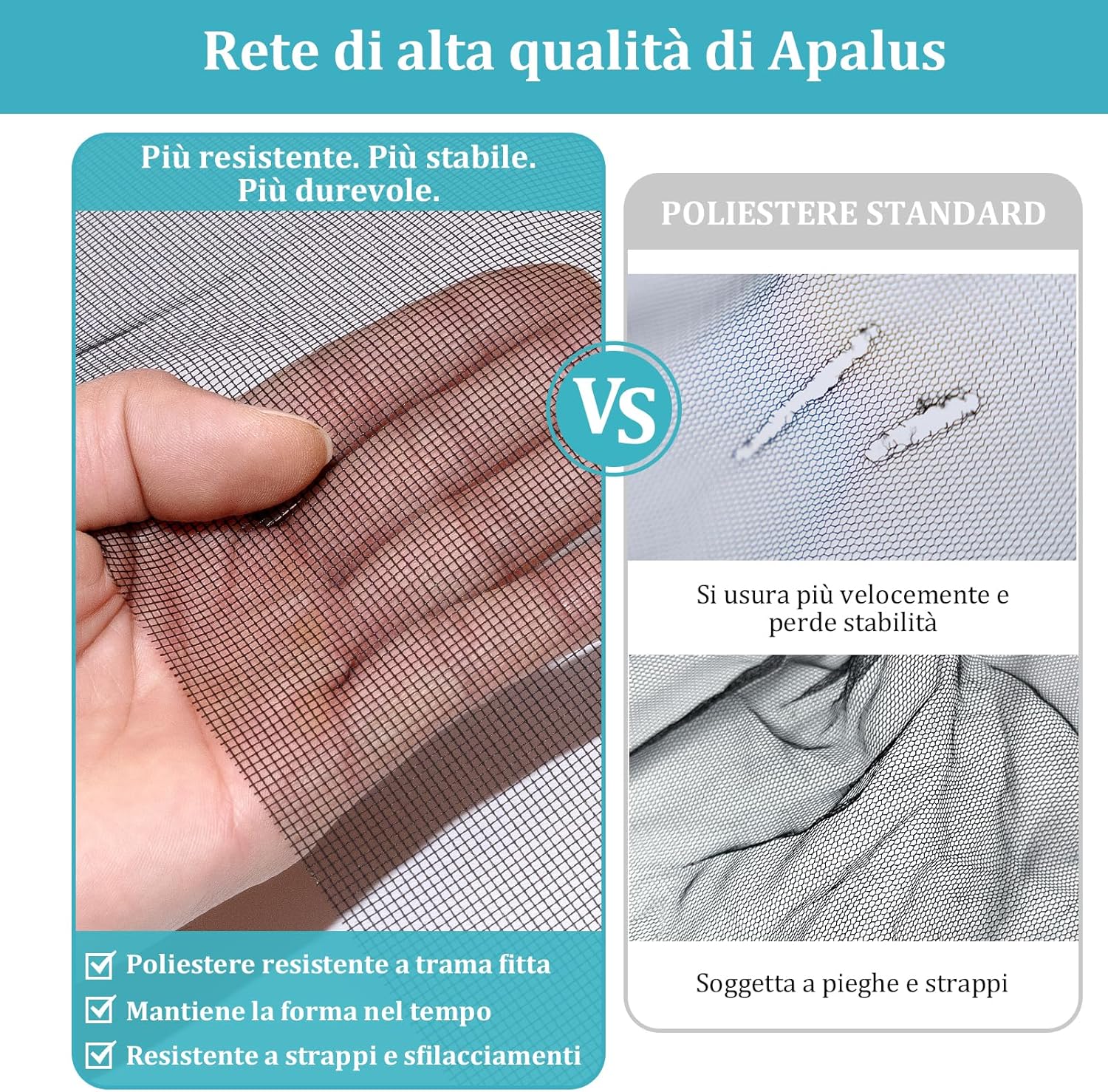 Thumbnail 2 de Apalus Zanzariera Universale Finestra 150 x 180 CM – Rete Zanzariera Fissa Regolabile con Taglierino e Smoother (Nera)