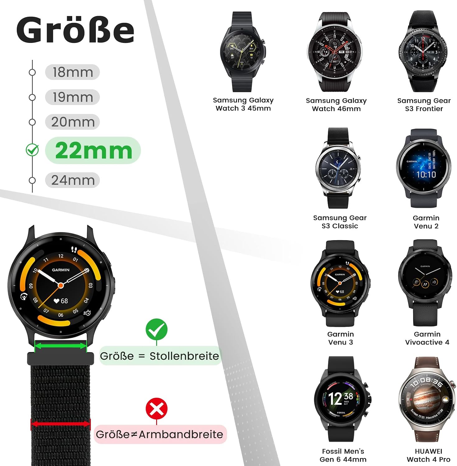 Detalle 2 de Runostrich Nylon Armband 18mm Sport Loop