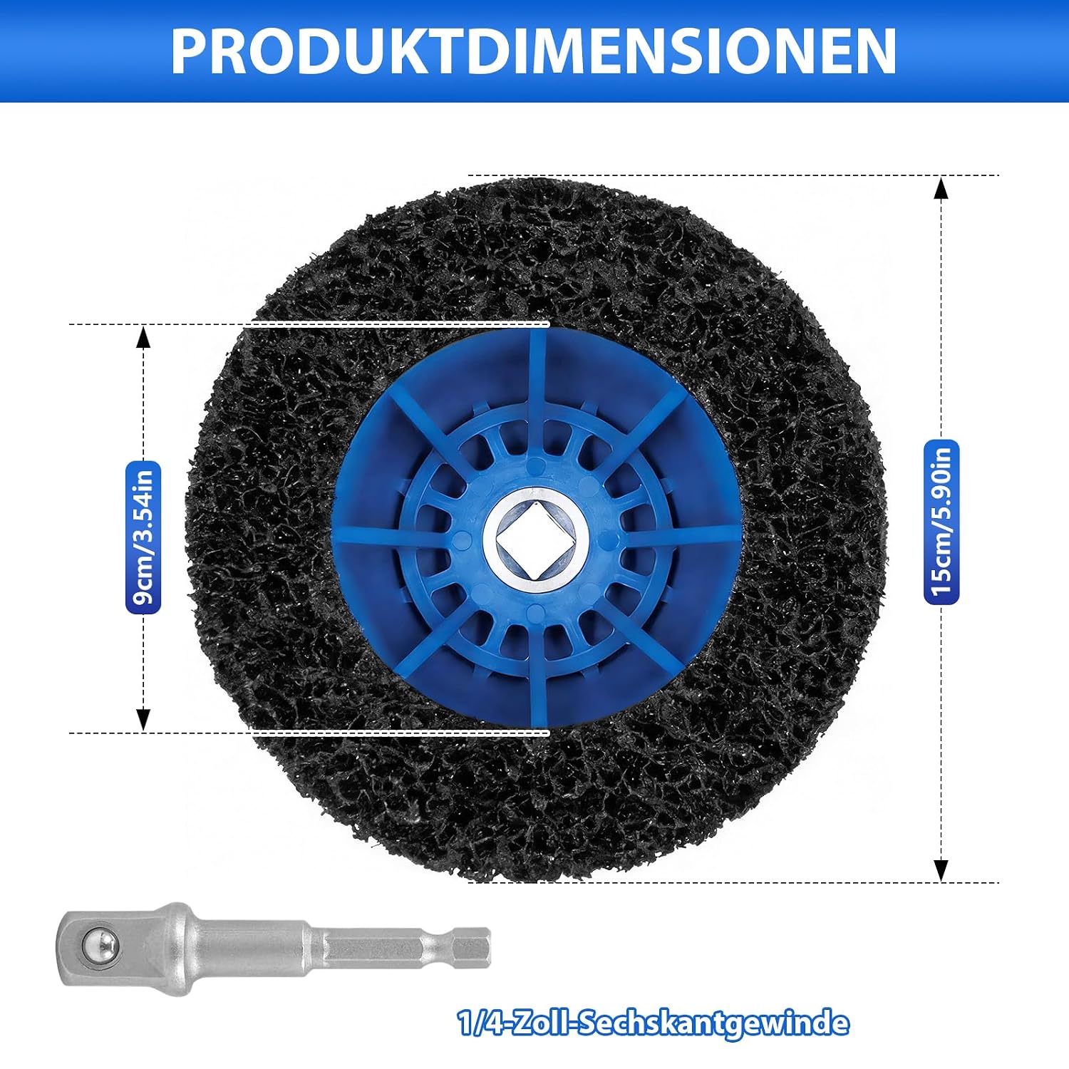 Detalle de Radnabenschleifer, Innen-Ø 90 mm / Außen-Ø 150 mm für Anhängerkupplung – 1/2 Zoll Antrieb, Radnabenreiniger für Felgenwechsel