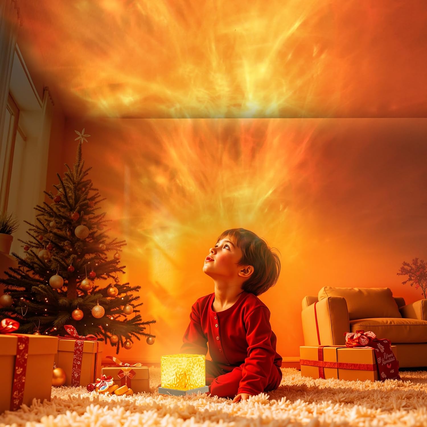 Detalle de VoMii Aurora Lamp Ocean Wave Projector, 16 Colors, Remote and Dimmable LED