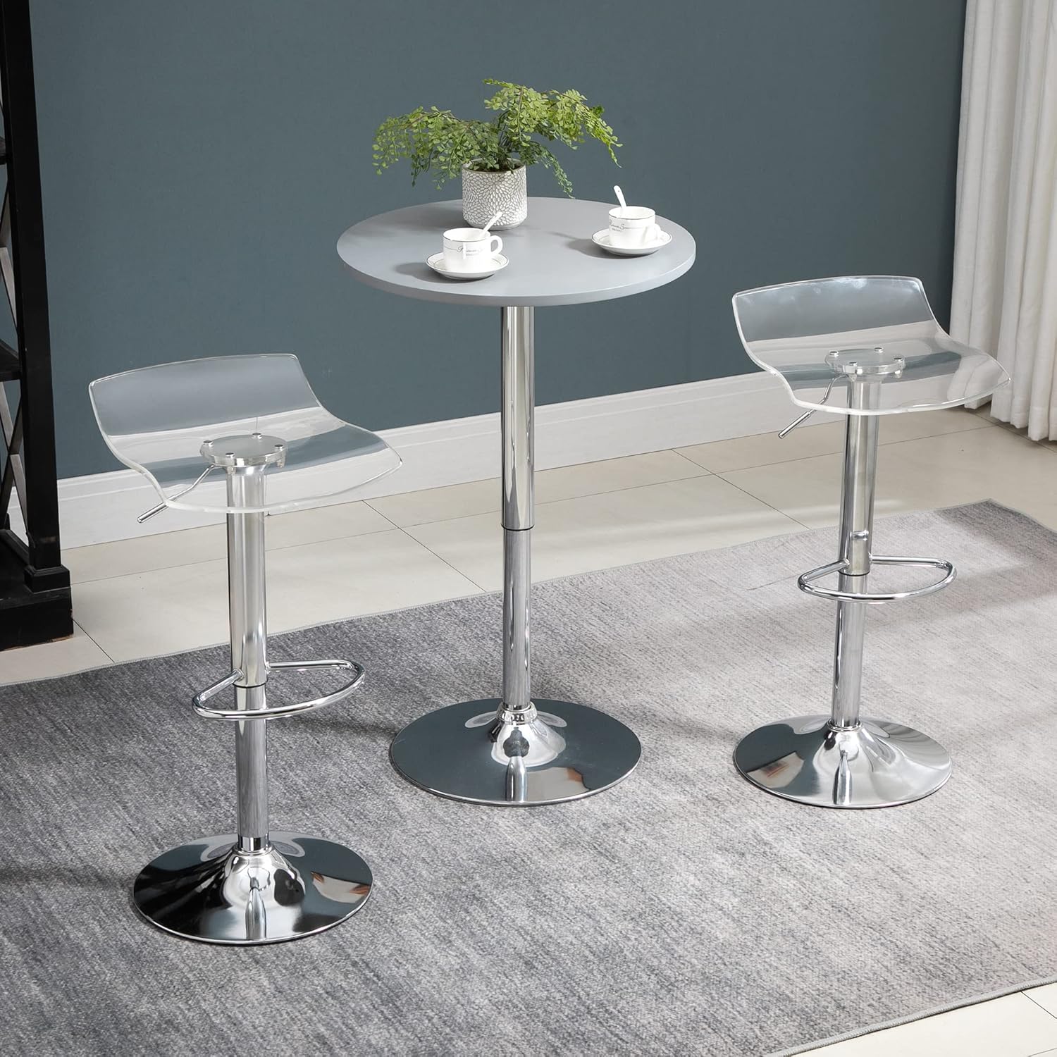 Thumbnail 6 de HOMCOM Lot de 2 tabourets de bar design transparents, assise acrylique pivotante 360° et hauteur réglable