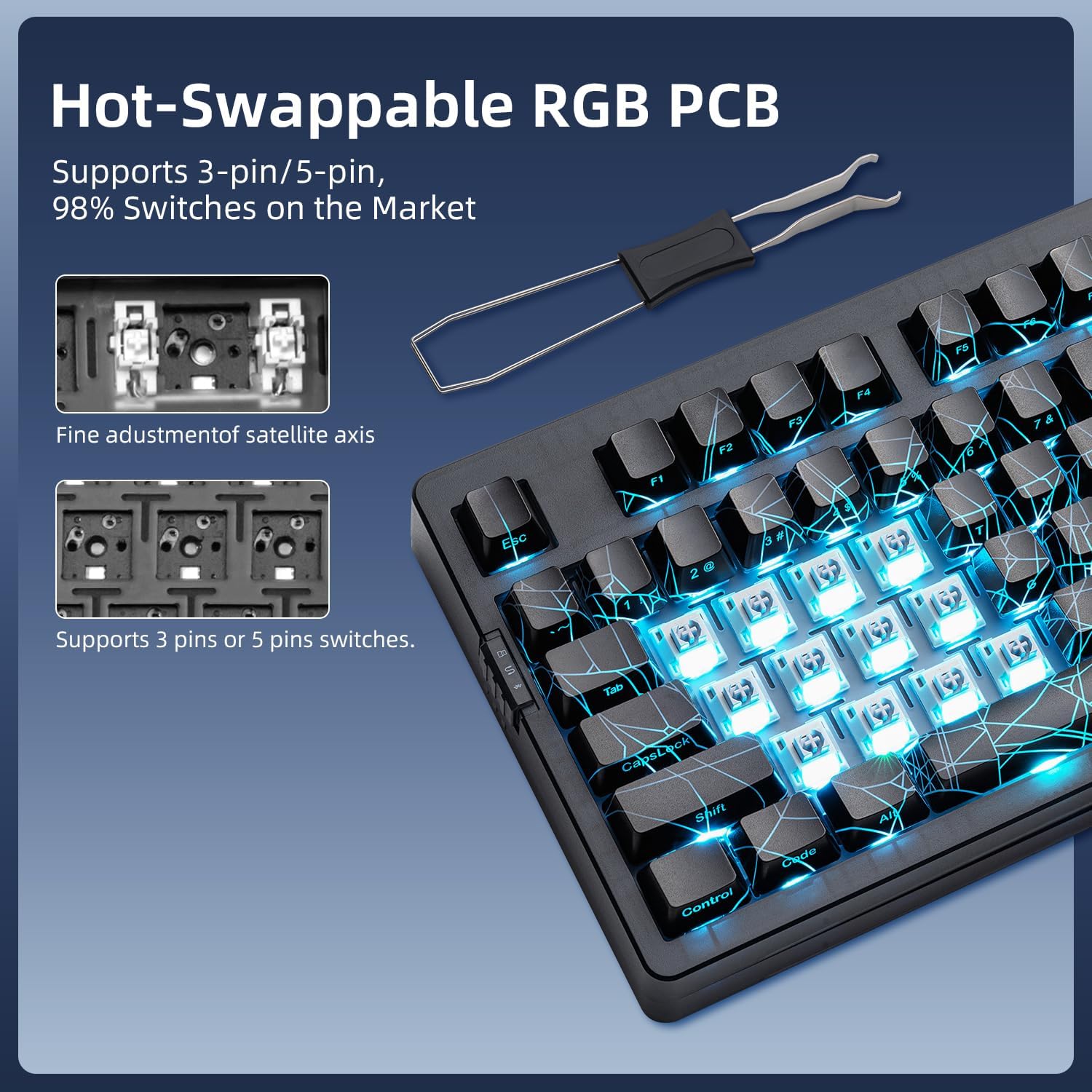 Detalle de ZORNHER ZH980 Wireless Mechanical Keyboard – 95% Layout with Creamy Linear Switches