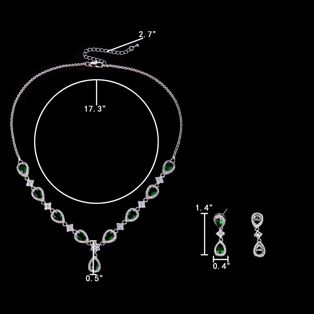 Thumbnail 3 de Clearine Gioielli: Set Gioielli da Sposa con Collana e Orecchini in Zirconia Cubica – Fiore e Gocce d’Acqua