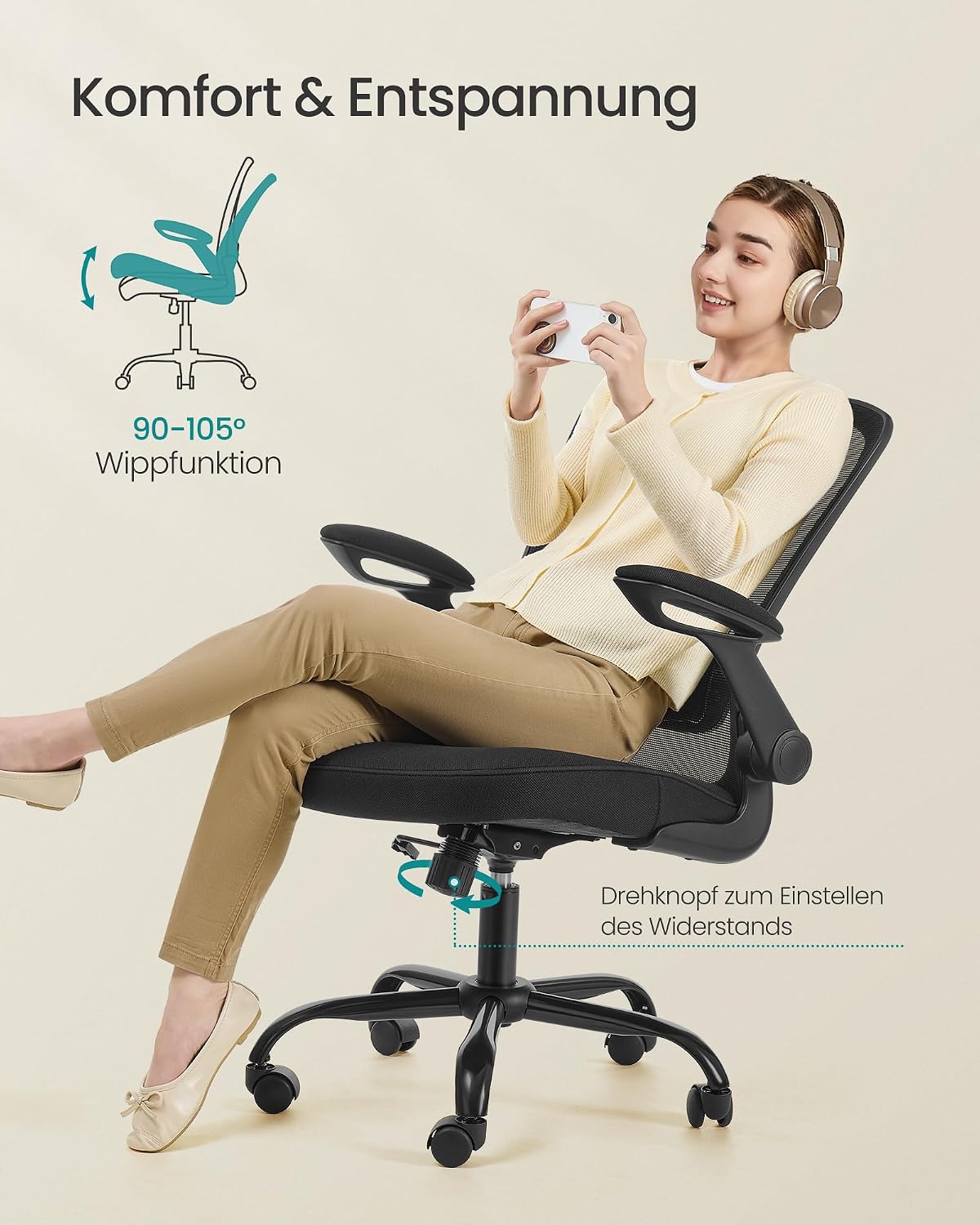 Thumbnail 5 de SONGMICS OBN37BK Bürostuhl ergonomisch 53 cm