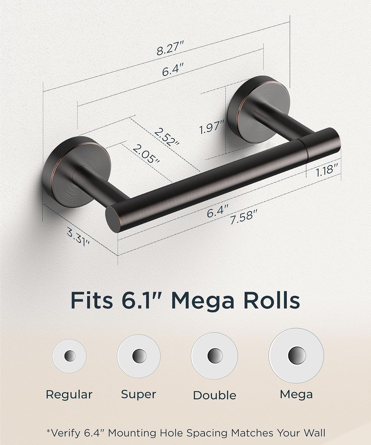Thumbnail 6 de FORIOUS FF01124 Pivoting Toilet Paper Holder, Oil-Rubbed Bronze SUS304 Steel
