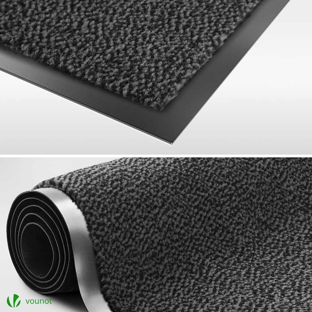 Detalle 2 de VOUNOT® 2 Pezzi Zerbino Ingresso Casa Grigio-Nero 40x60 cm – Antiscivolo e Assorbente