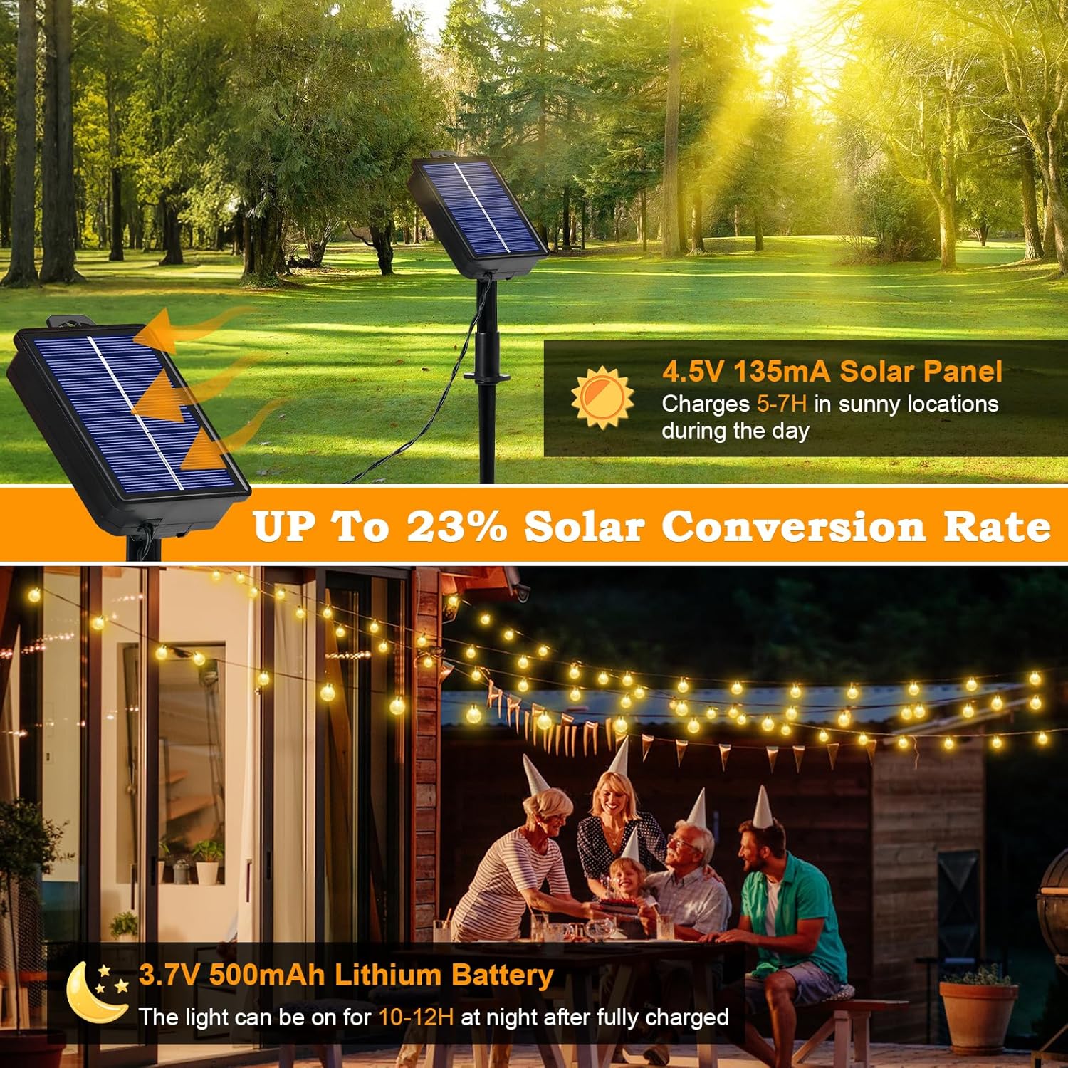 Thumbnail 2 de Realky Solar Garden Lights 60LED Solar String Lights (Warm White, Memory Function) – IP65 Outdoor