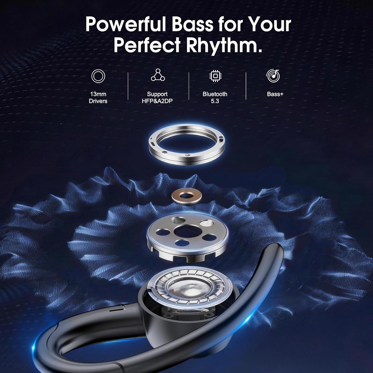 Thumbnail 1 de Wireless Earbuds Bluetooth 5.3 with ENC Mic, IPX7, 48H Battery & Secure Earhooks
