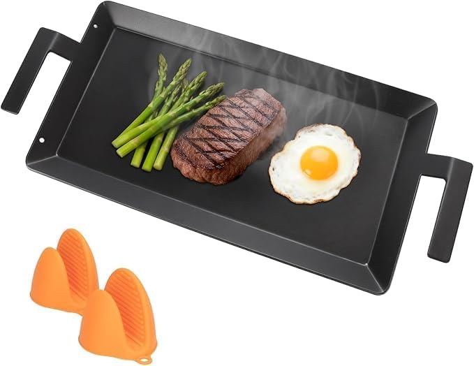 Detalle de Yuflame Grill Griddle Plate Carbon Steel Griddle, 24" x 10.5", Ceramic Nonstick