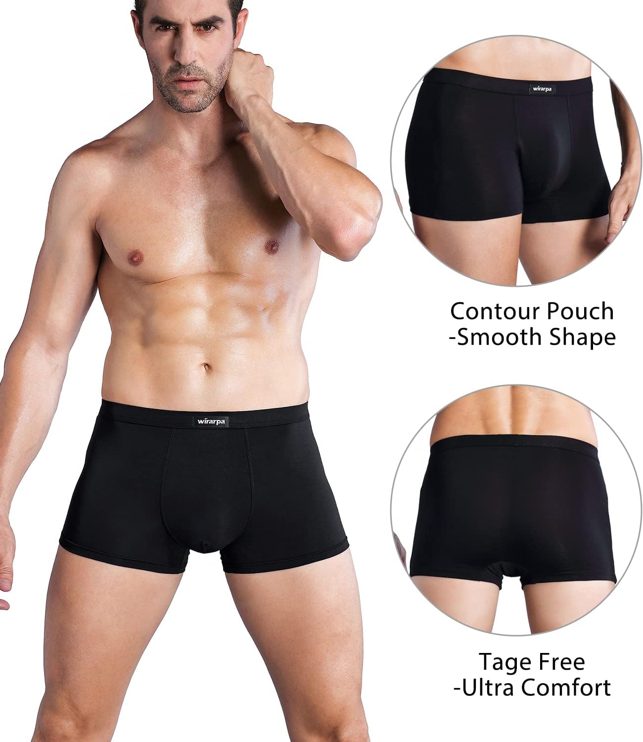 Detalle de Wirarpa MEN-BOXERS-01 Modal Viscose Boxer Briefs with Covered Waistband