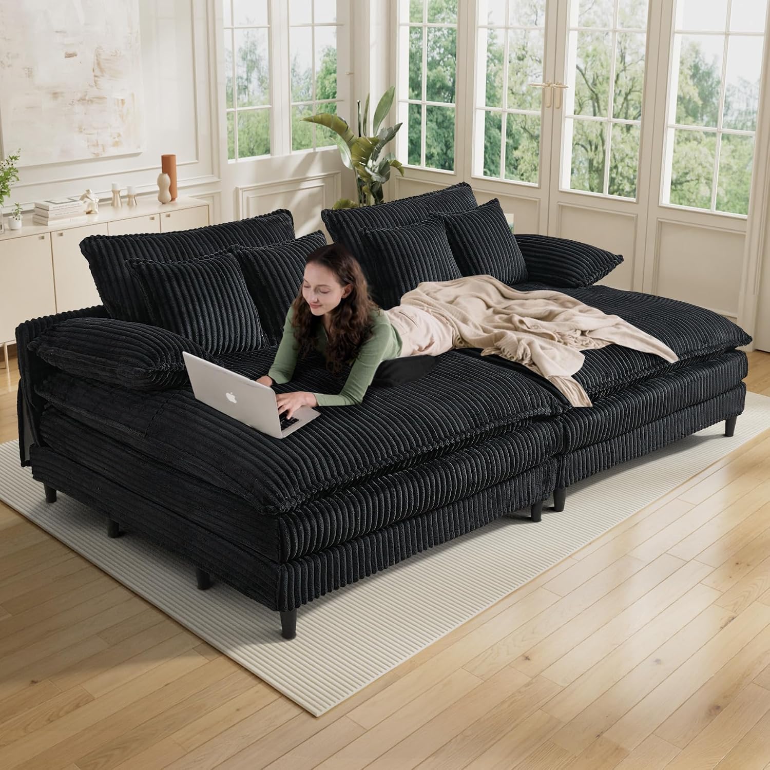 Detalle de Rophefx 030fe0ff-9fac-4258-8419-e3659b9c1a2f Double Chaise Lounge Sofa Bed